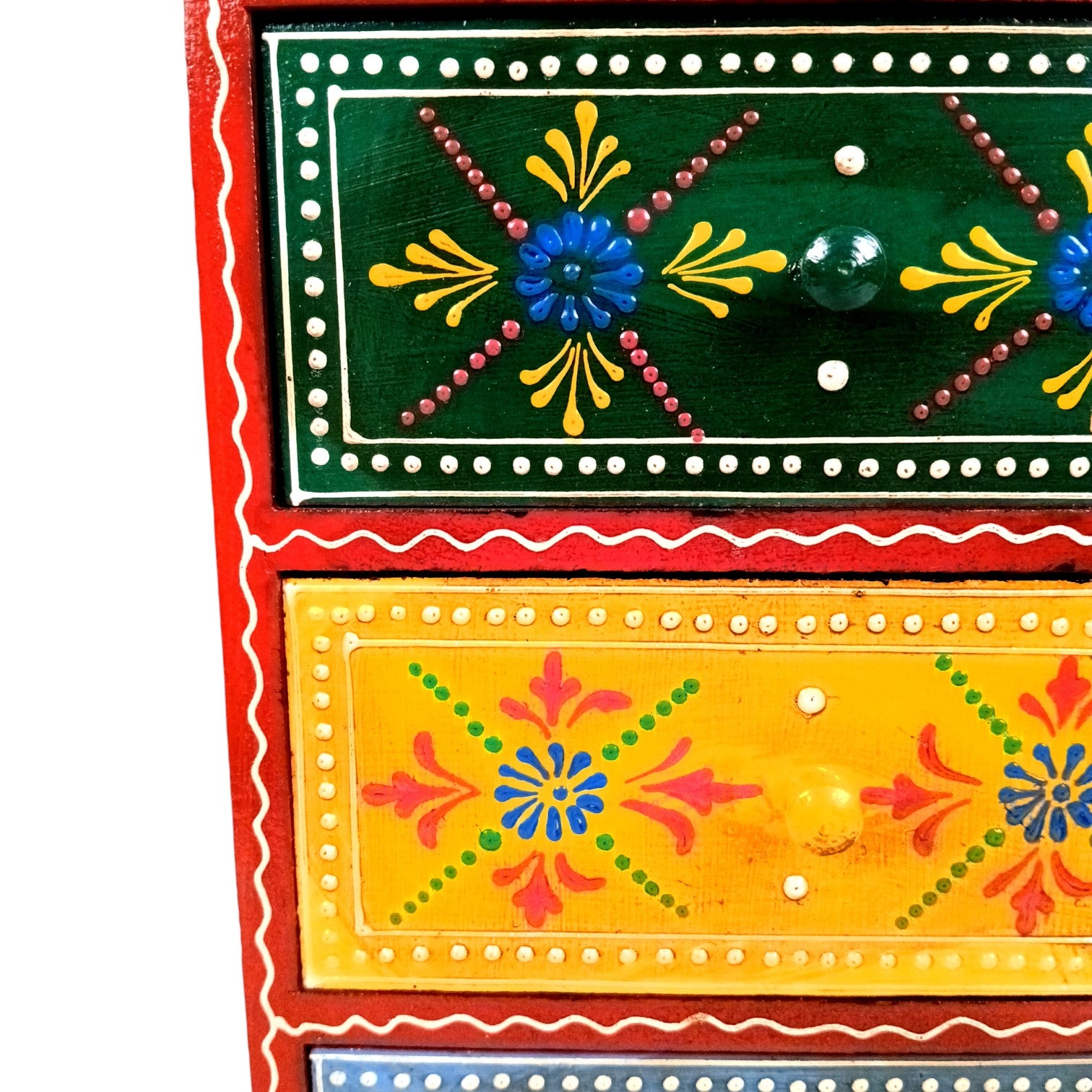 Wooden Jewellery Box with 4 Drawers | Handcrafted Storage Organizer for Rings, Earrings, Bangles, Trinkets | Decorative Box for Dressing Table, Home Decor & Gifting - 14 Inch - Apkamart