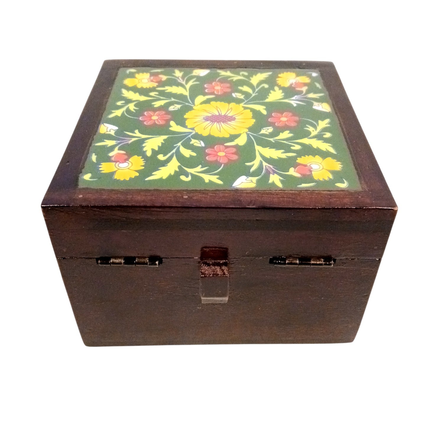 Wooden Jewellery Box | Handcrafted Multicolor Storage Box | Antique Wooden Jewelry Organizer | Trinket Box for Rings, Earrings, Necklaces | Home Decor & Gift Item - 7 Inch - Apkamart