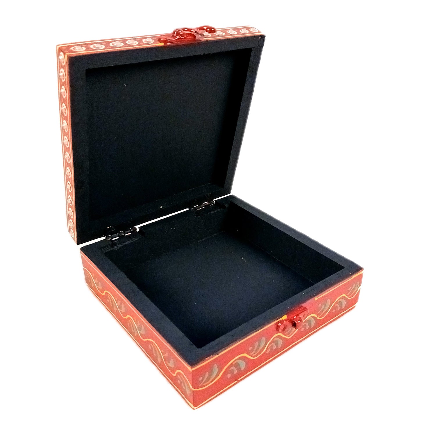 Jewellery Box | Decorative Wooden Jewelry Box - For Home, Table, Organizing Earring, Rings, Necklace & Gifts - 6 Inch - Apkamart #Colour_Red