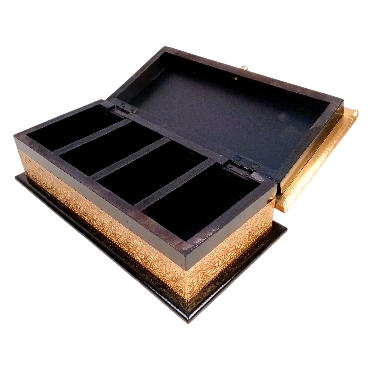 Wooden Jewelry Box for Bride | Bridal Gift Organizer for Women | Luxury Wedding Jewelry Storage Box | Compact Wood & Brass Jewellery Case for Travel & Occasions - 12 Inch - Apkamart