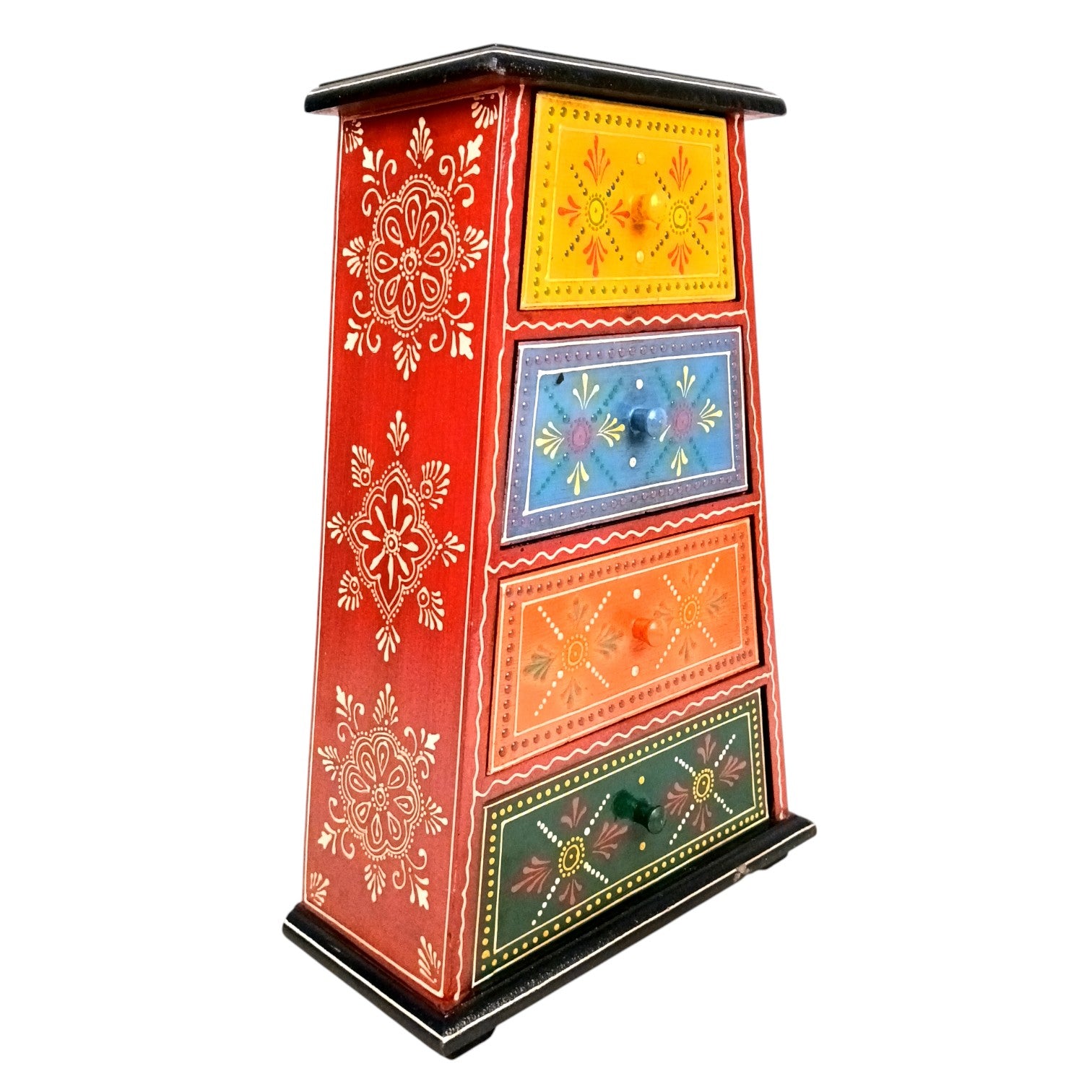 Jewellery Box with 4 Drawers | Handcrafted Jewellery Organizer for Rings, Earrings, Bangles, Watches | Decorative Jewellery Storage Box for Dressing Table - 14 Inch - Apkamart #Style_Design 1