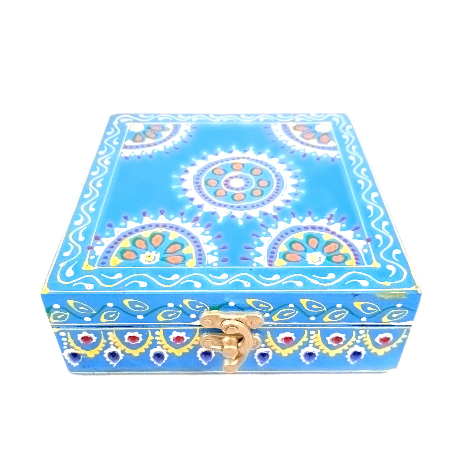 Jewellery Box | Decorative Wooden Jewelry Box - For Home, Table, Organizing Earring, Rings, Necklace & Gifts - 6 Inch - Apkamart #Colour_Blue