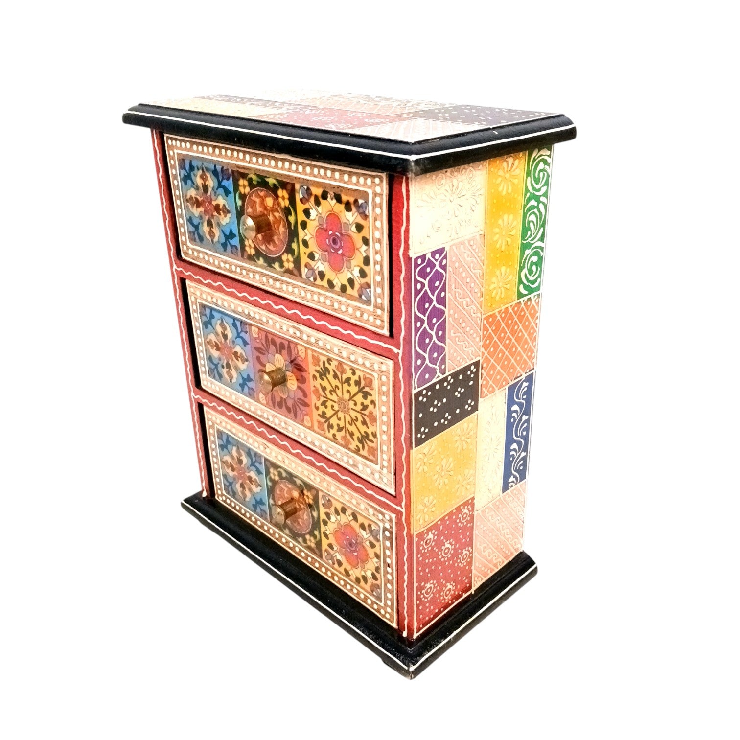 Jewellery Box | Wooden Jewellery Organizer with 3 Drawers | Storage Case for Rings, Earrings, Chains, Bangles & Makeup | Vanity Box for Women & Girls – 11 Inch - Apkamart #Style_Design 1