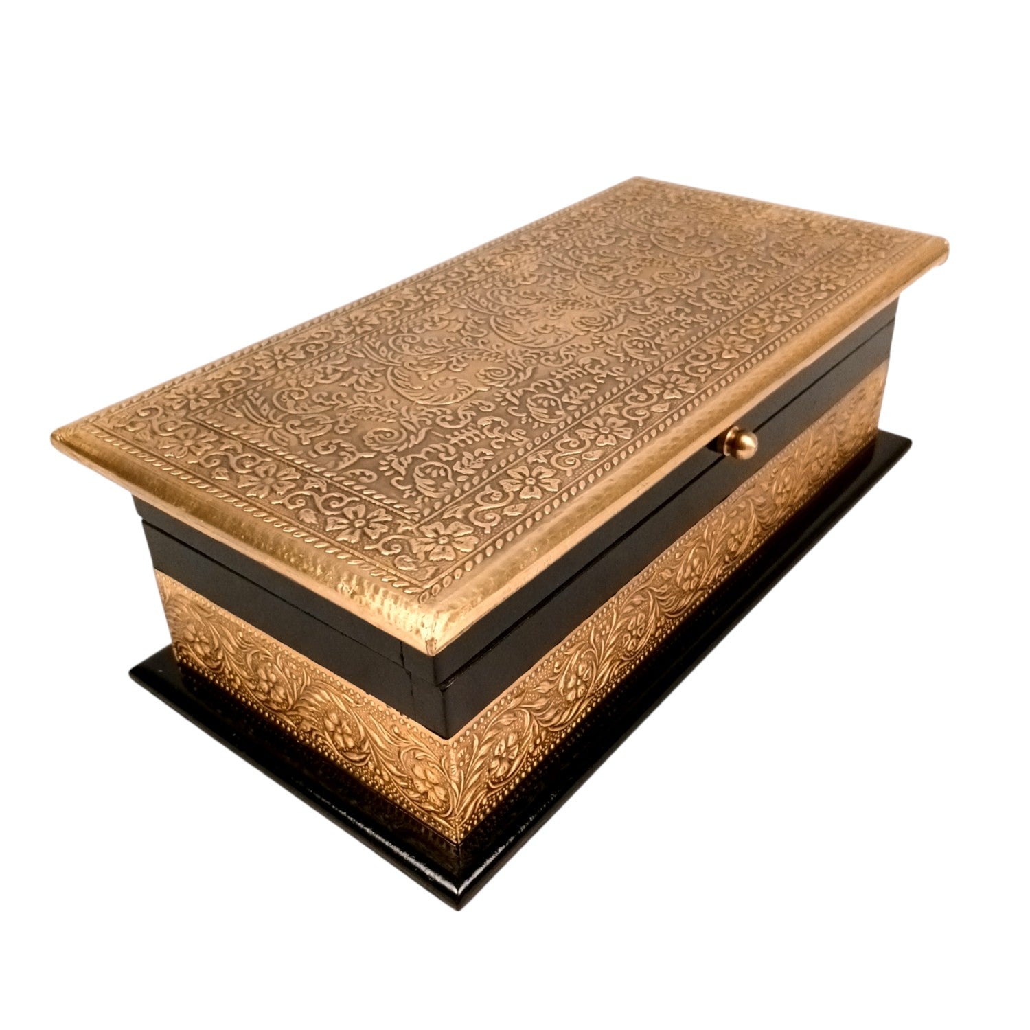 Wooden Jewelry Box for Bride | Bridal Gift Organizer for Women | Luxury Wedding Jewelry Storage Box | Compact Wood & Brass Jewellery Case for Travel & Occasions - 12 Inch - Apkamart