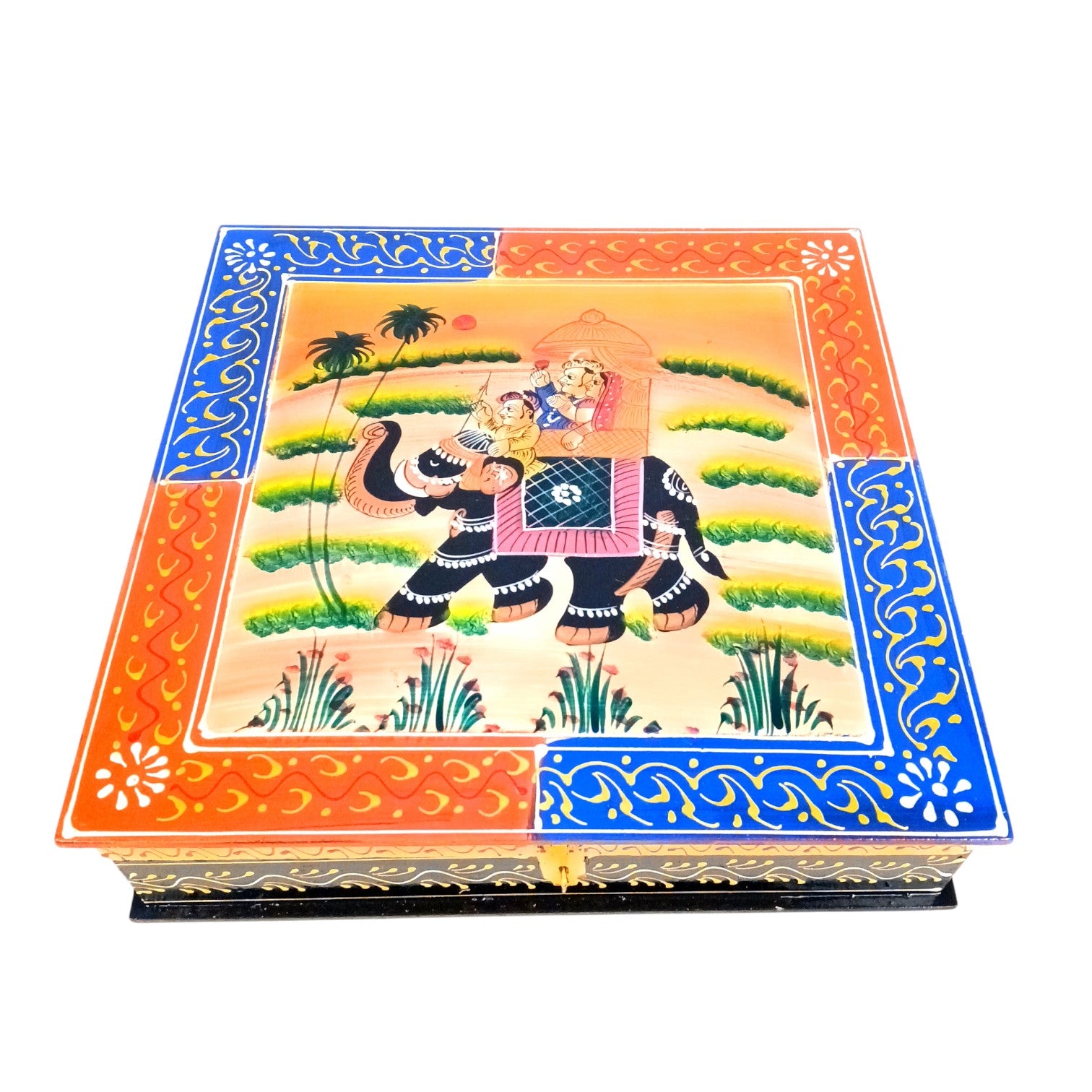 Jewellery Box with Elephant Design | Handcrafted Decorative Storage Box for Jewellery, Keepsakes & Gifting | Traditional Wooden Organizer for Home Decor - 12 Inch - Apkamart