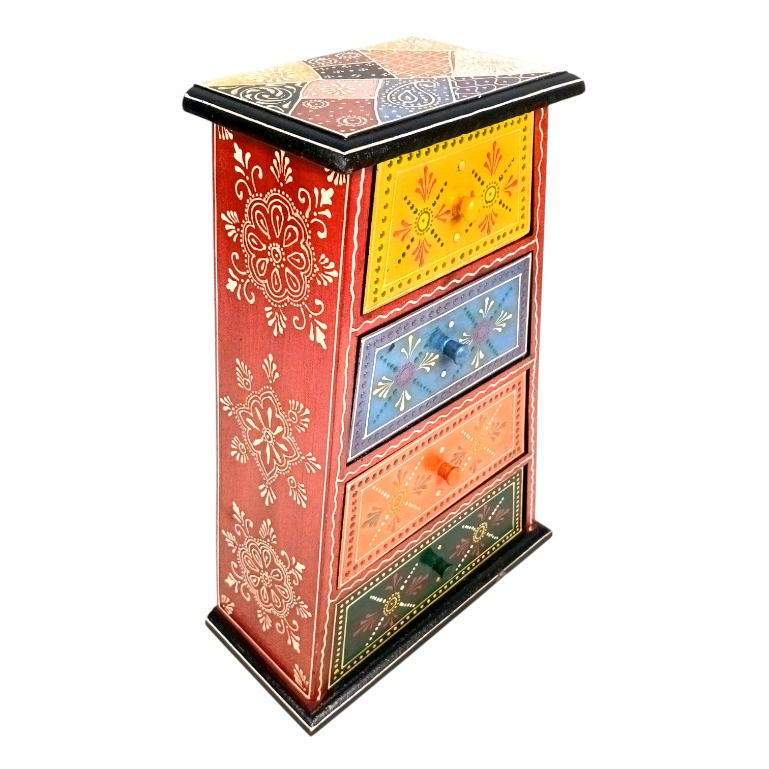 Jewellery Box with 4 Drawers | Handcrafted Jewellery Organizer for Rings, Earrings, Bangles, Watches | Decorative Jewellery Storage Box for Dressing Table - 14 Inch - Apkamart #Style_Design 1