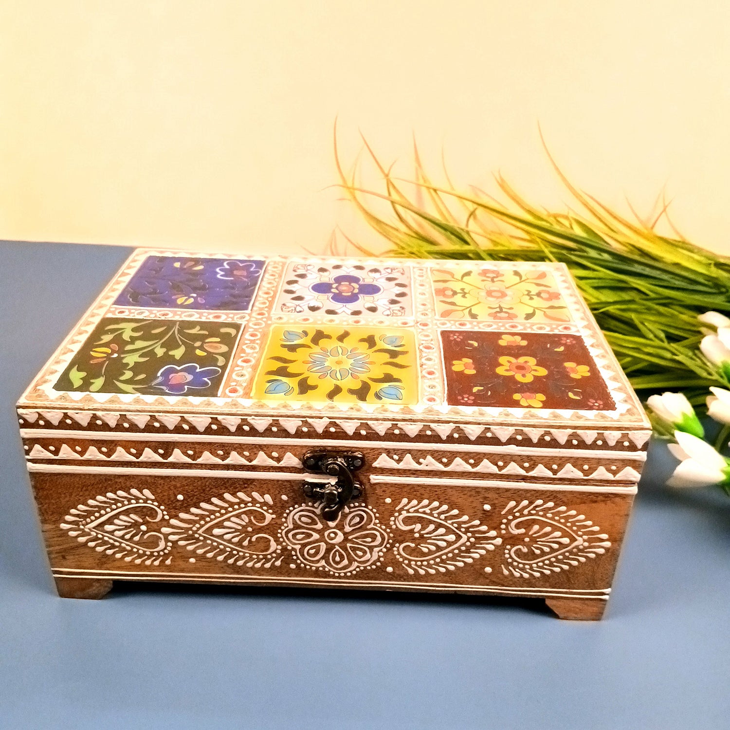 Makeup Storage Box | Jewellery Organizer - 4 Inches- Apkamart #Colour_Multicolor