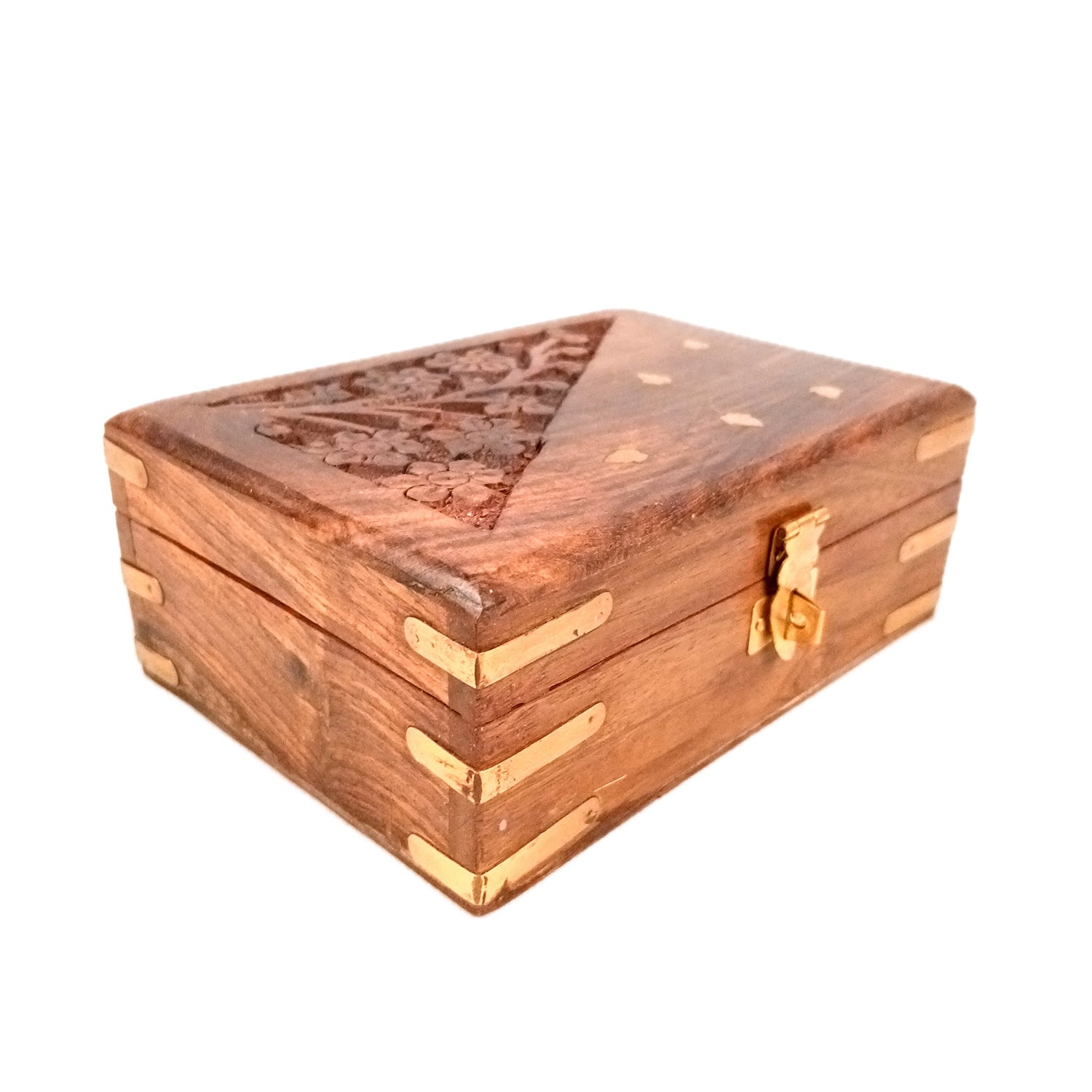 Jewellery Box | Multi-Purpose Storage Box | Wooden Jewelry Box with Lock - For Dressing Table, Home & Table Decor, Organization & Gifts - 6 Inch - Apkamart