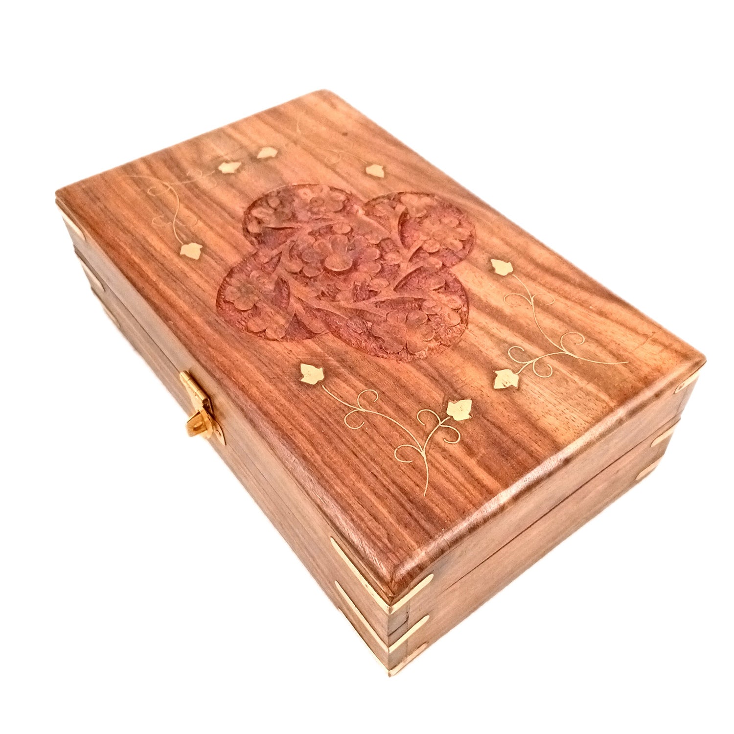 Jewellery Box | Multi-Purpose Storage Box | Wooden Jewelry Box with Lock - For Dressing Table, Home & Table Decor, Organization & Gifts - 8 Inch - Apkamart