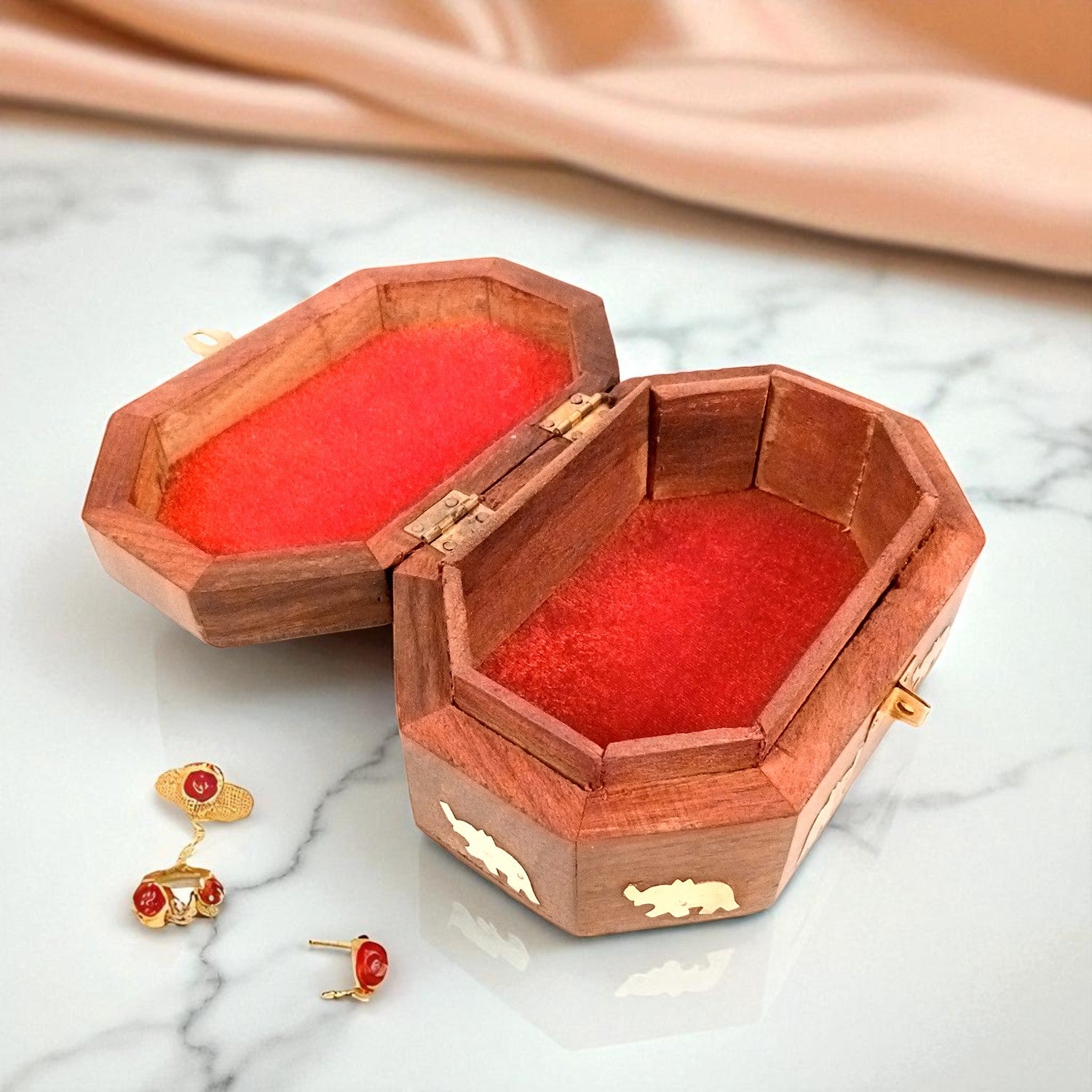 Wooden Jewelry Box | Jewelry Box Antique with Lock | Organizer for Ring, Necklace & Earrings - For Home Decor , Wedding & Anniversary Gift - 8 Inch (Set Of 3) - Apkamart