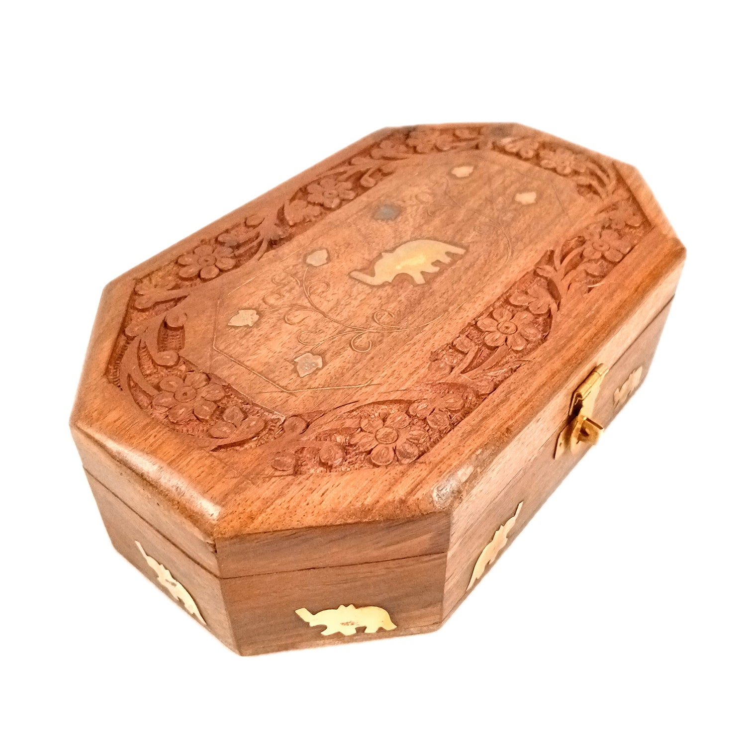 Wooden Jewelry Box | Jewelry Box Antique with Lock | Organizer for Ring, Necklace & Earrings - For Home Decor , Wedding & Anniversary Gift - 8 Inch - Apkamart