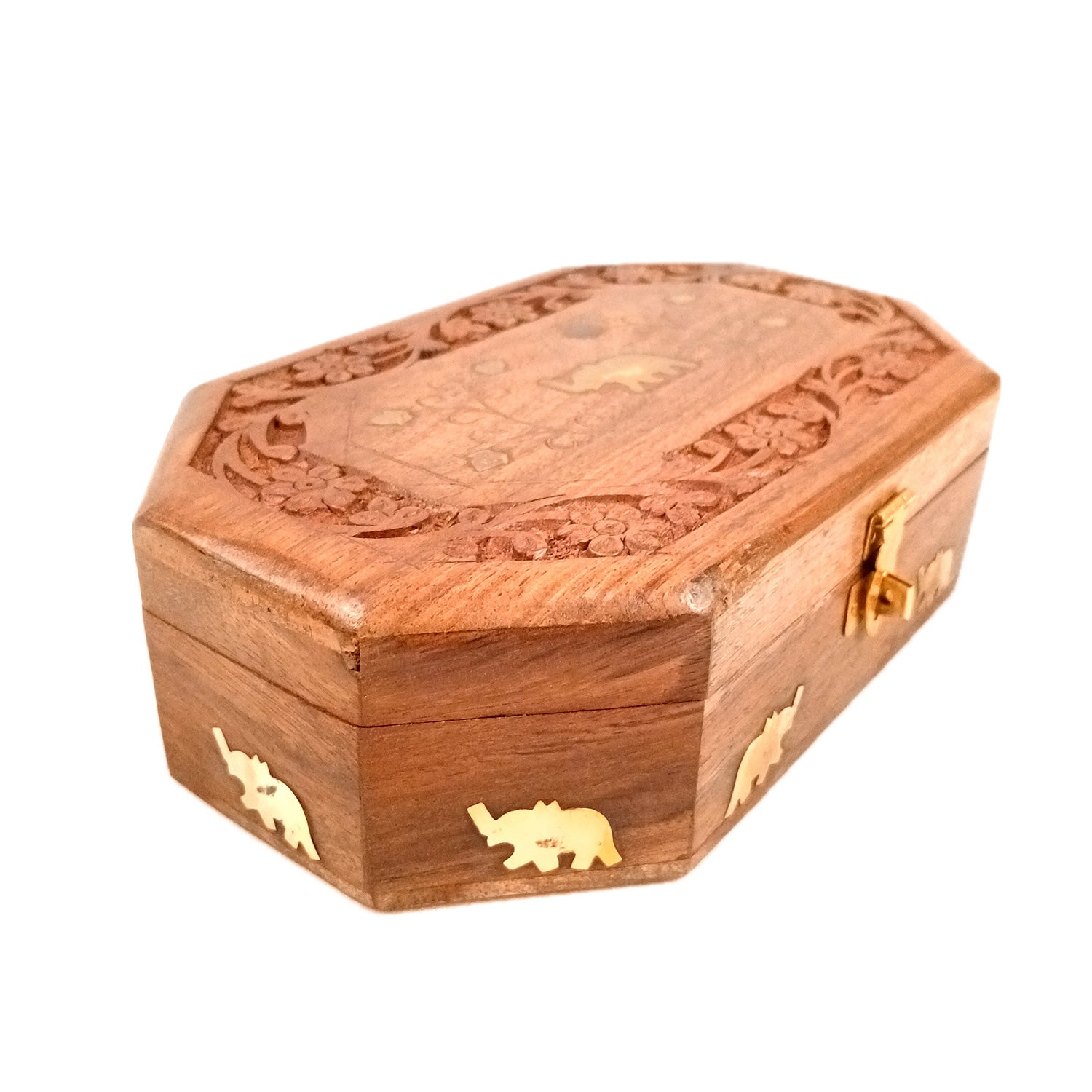 Wooden Jewelry Box | Jewelry Box Antique with Lock | Organizer for Ring, Necklace & Earrings - For Home Decor , Wedding & Anniversary Gift - 8 Inch - Apkamart