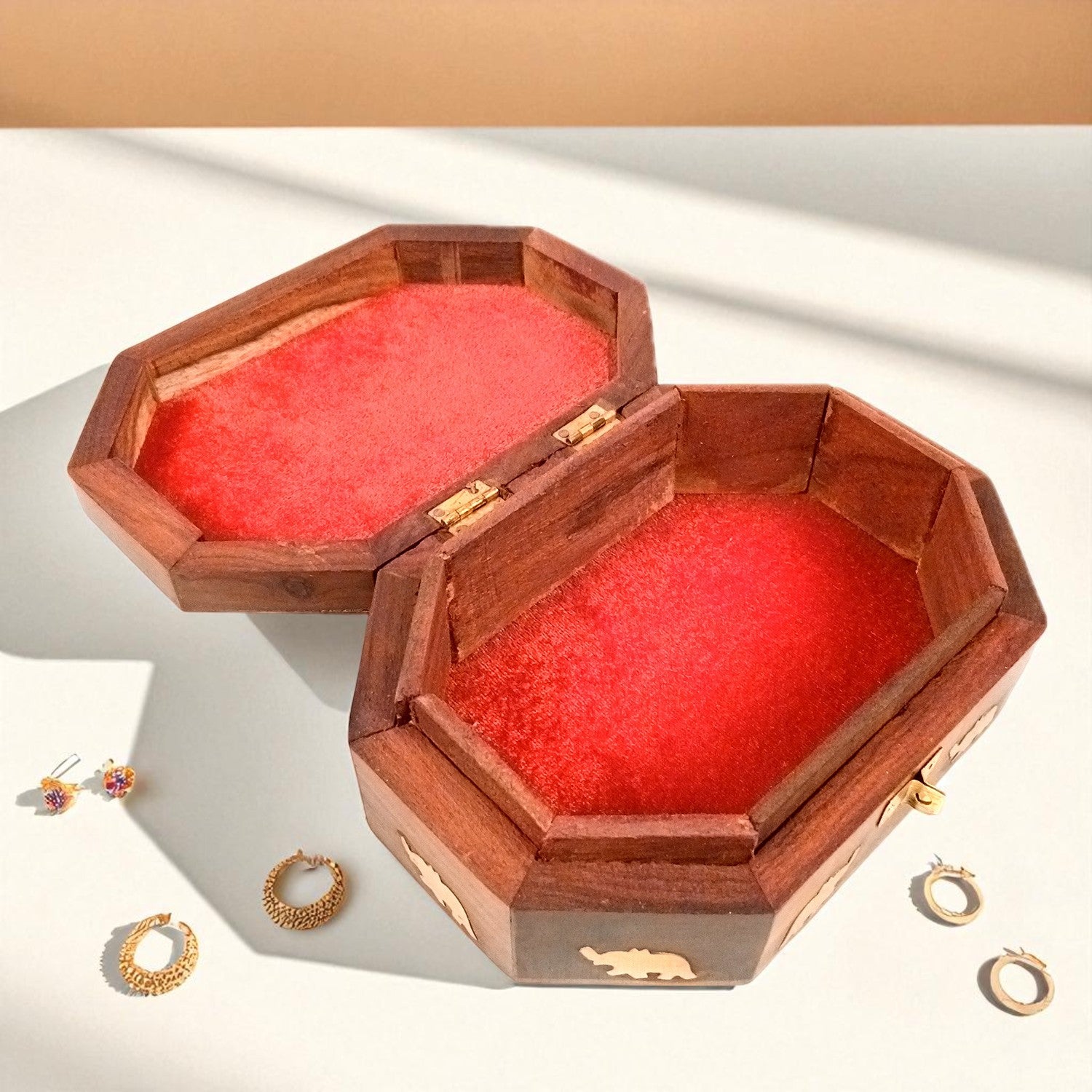 Wooden Jewelry Box | Jewelry Box Antique with Lock | Organizer for Ring, Necklace & Earrings - For Home Decor , Wedding & Anniversary Gift - 7 Inch - Apkamart