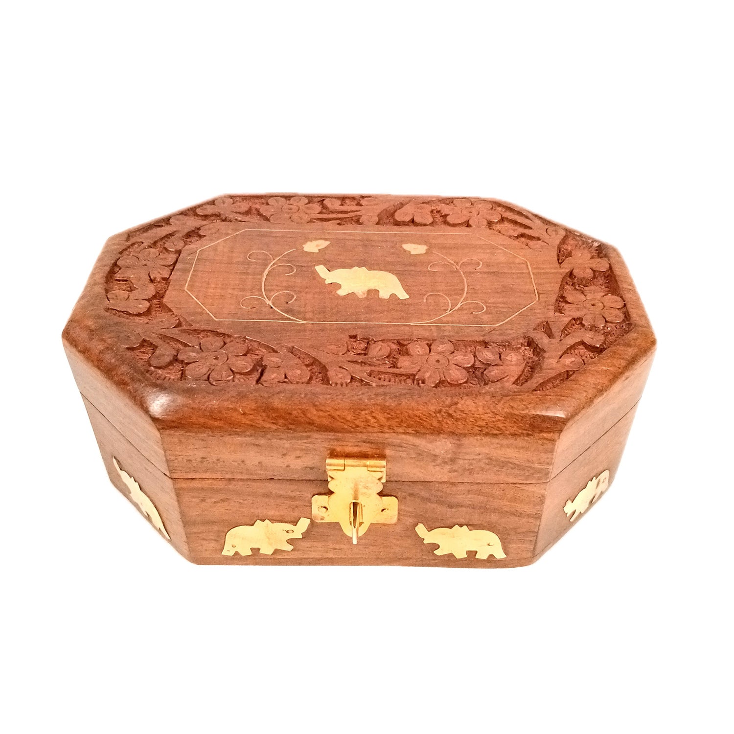 Wooden Jewelry Box | Jewelry Box Antique with Lock | Organizer for Ring, Necklace & Earrings - For Home Decor , Wedding & Anniversary Gift - 6 Inch - Apkamart