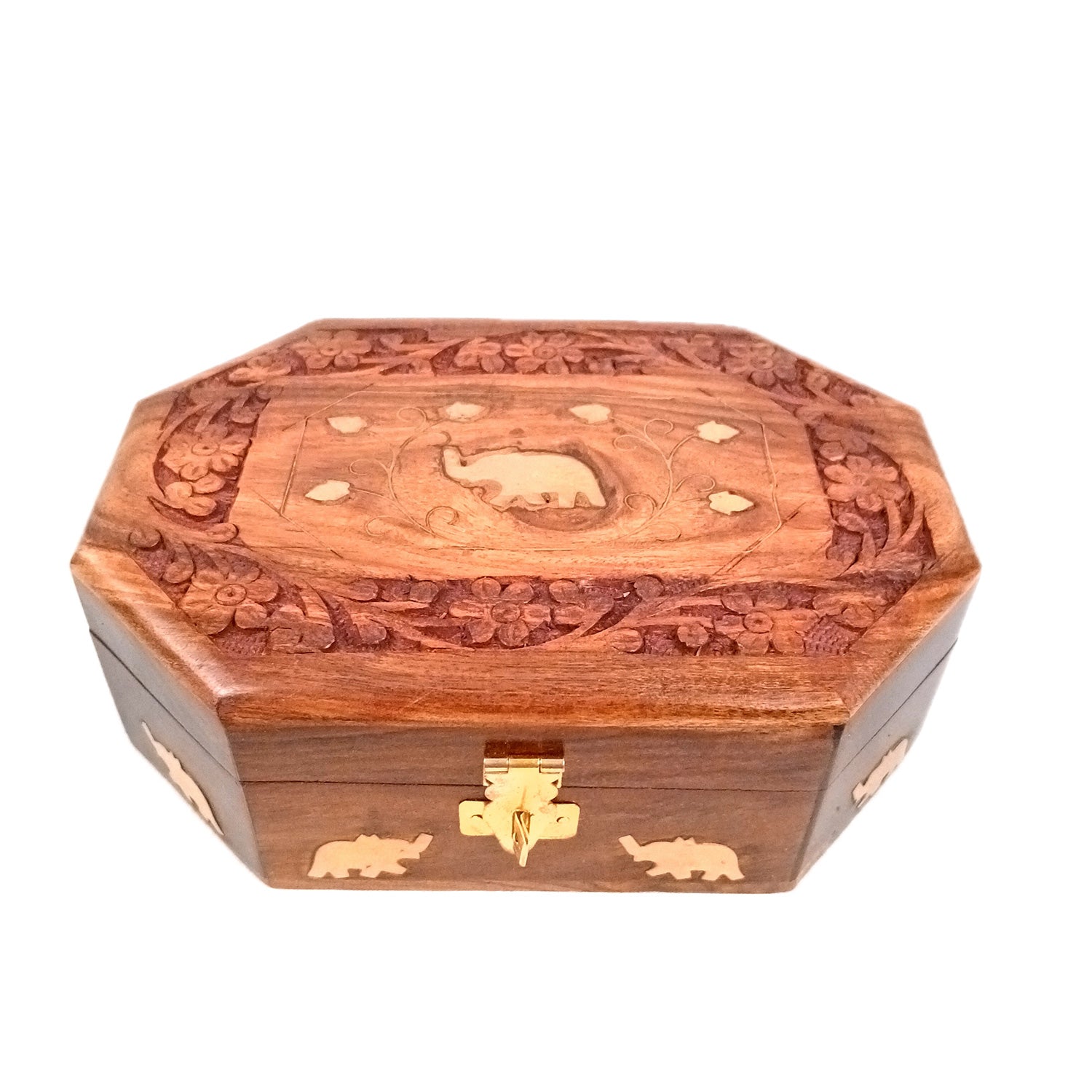 Wooden Jewelry Box | Jewelry Box Antique with Lock | Organizer for Ring, Necklace & Earrings - For Home Decor , Wedding & Anniversary Gift - 7 Inch - Apkamart