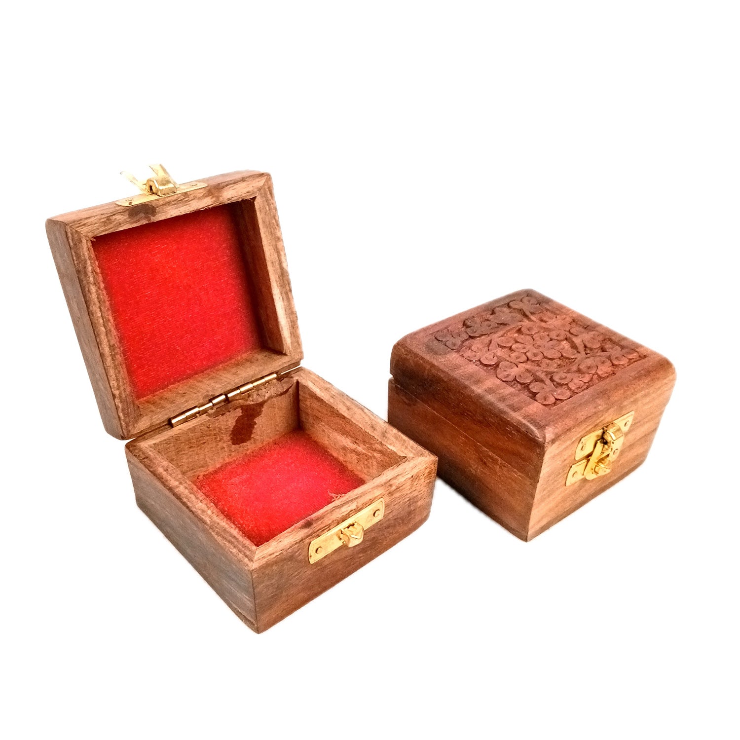 Jewellery Box | Antique Wooden Jewelry Box with Lock | Organizer for earrings, Rings, Necklace - For Dressing Table, Home Decor & Gifts - 3 Inch (pack Of 2) - Apkamart