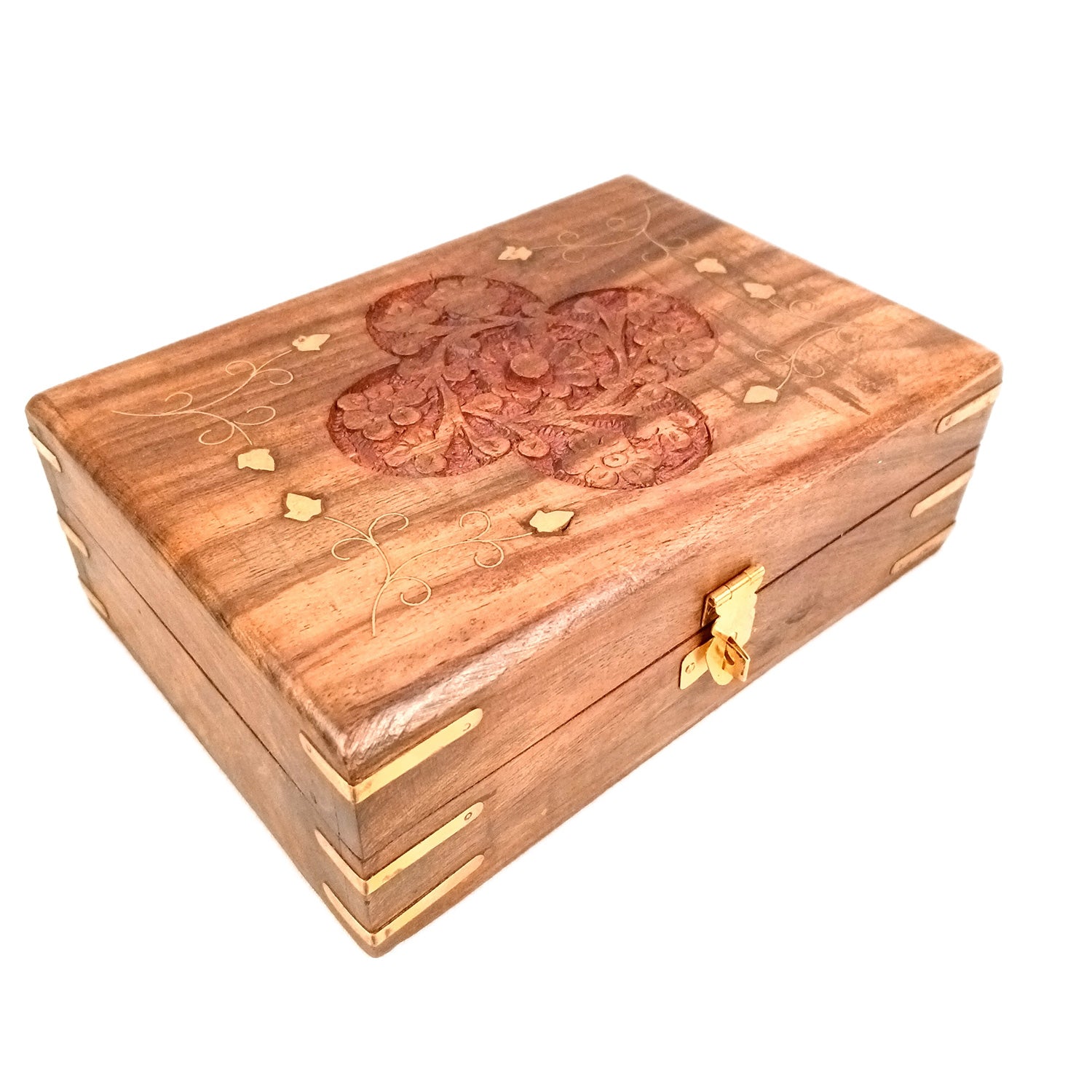 Jewellery Box | Multi-Purpose Storage Box | Wooden Jewelry Box with Lock - For Dressing Table, Home & Table Decor, Organization & Gifts - 7 Inch - Apkamart