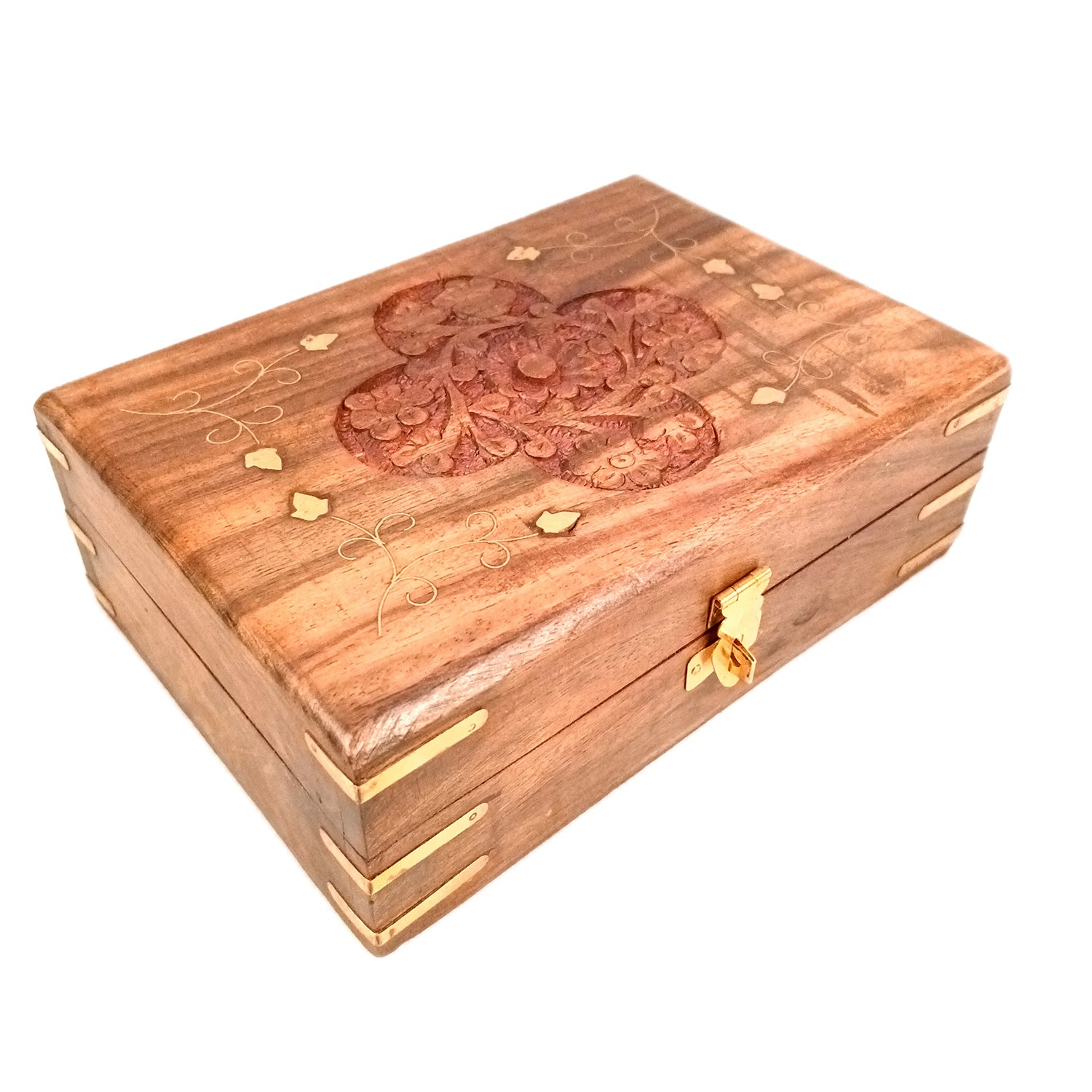 Jewellery Box | Multi-Purpose Storage Box | Wooden Jewelry Box with Lock - For Dressing Table, Home & Table Decor, Organization & Gifts - 7 Inch - Apkamart