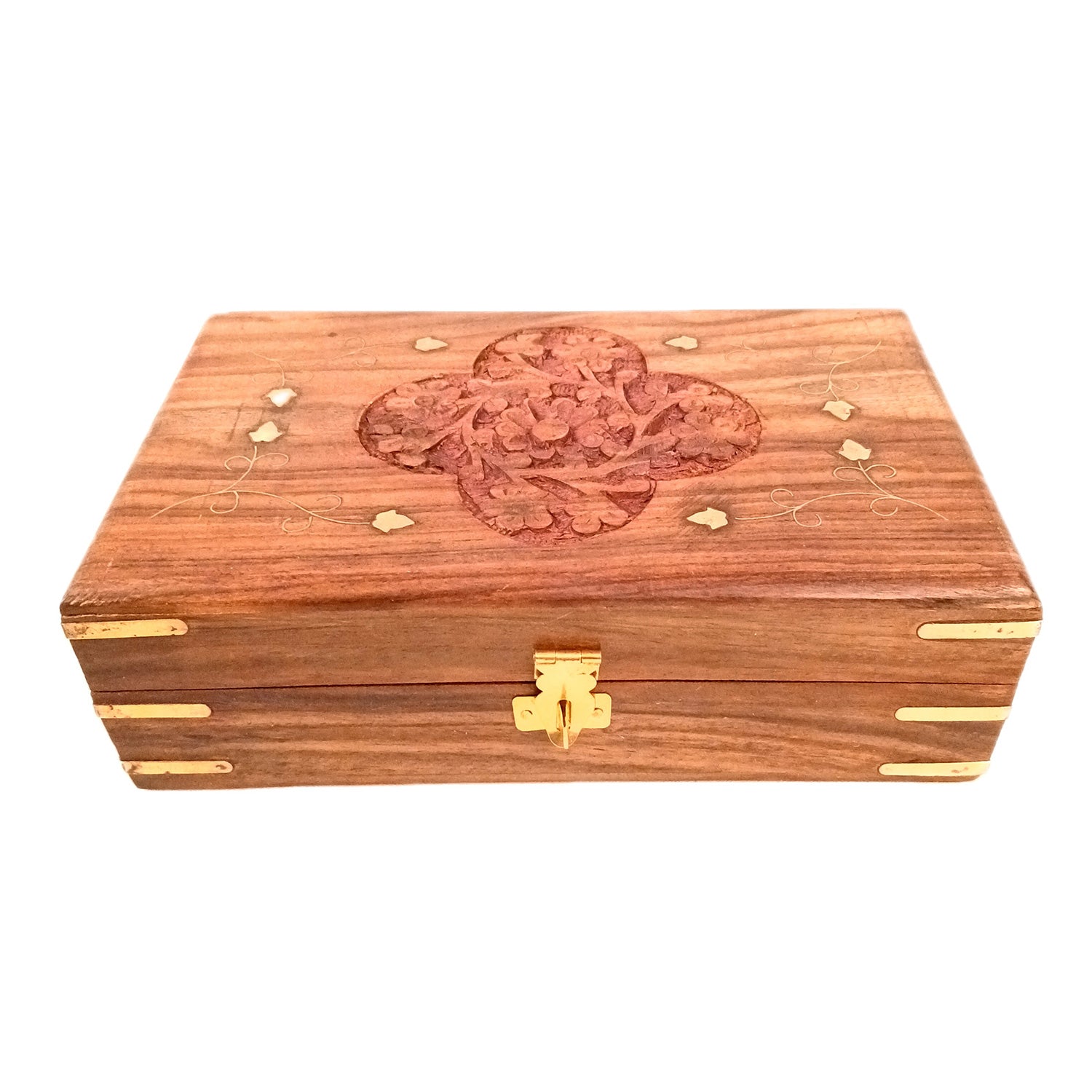 Jewellery Box | Multi-Purpose Storage Box | Wooden Jewelry Box with Lock - For Dressing Table, Home & Table Decor, Organization & Gifts - 8 Inch - Apkamart