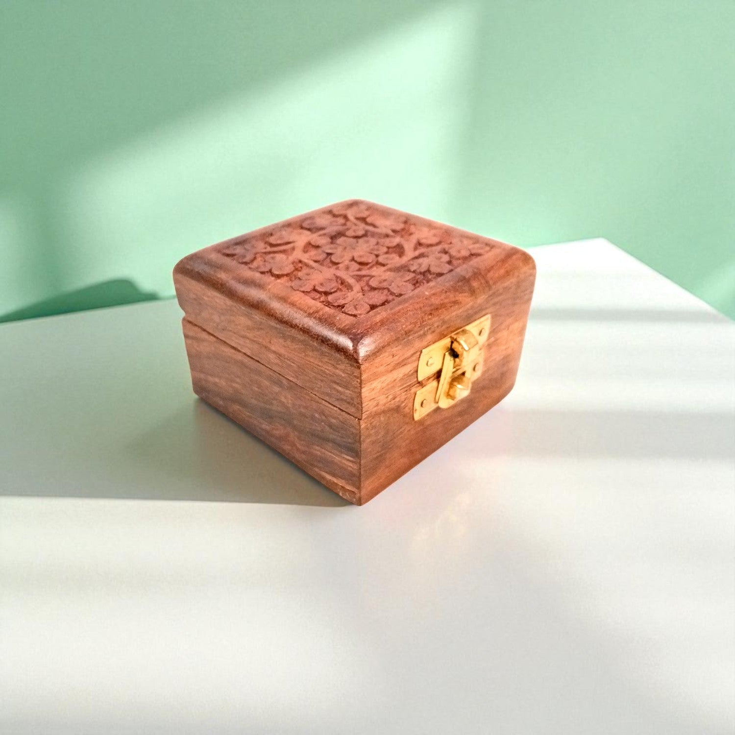 Jewellery Box | Antique Wooden Jewelry Box with Lock | Organizer for earrings, Rings, Necklace - For Dressing Table, Home Decor & Gifts - 3 Inch - Apkamart