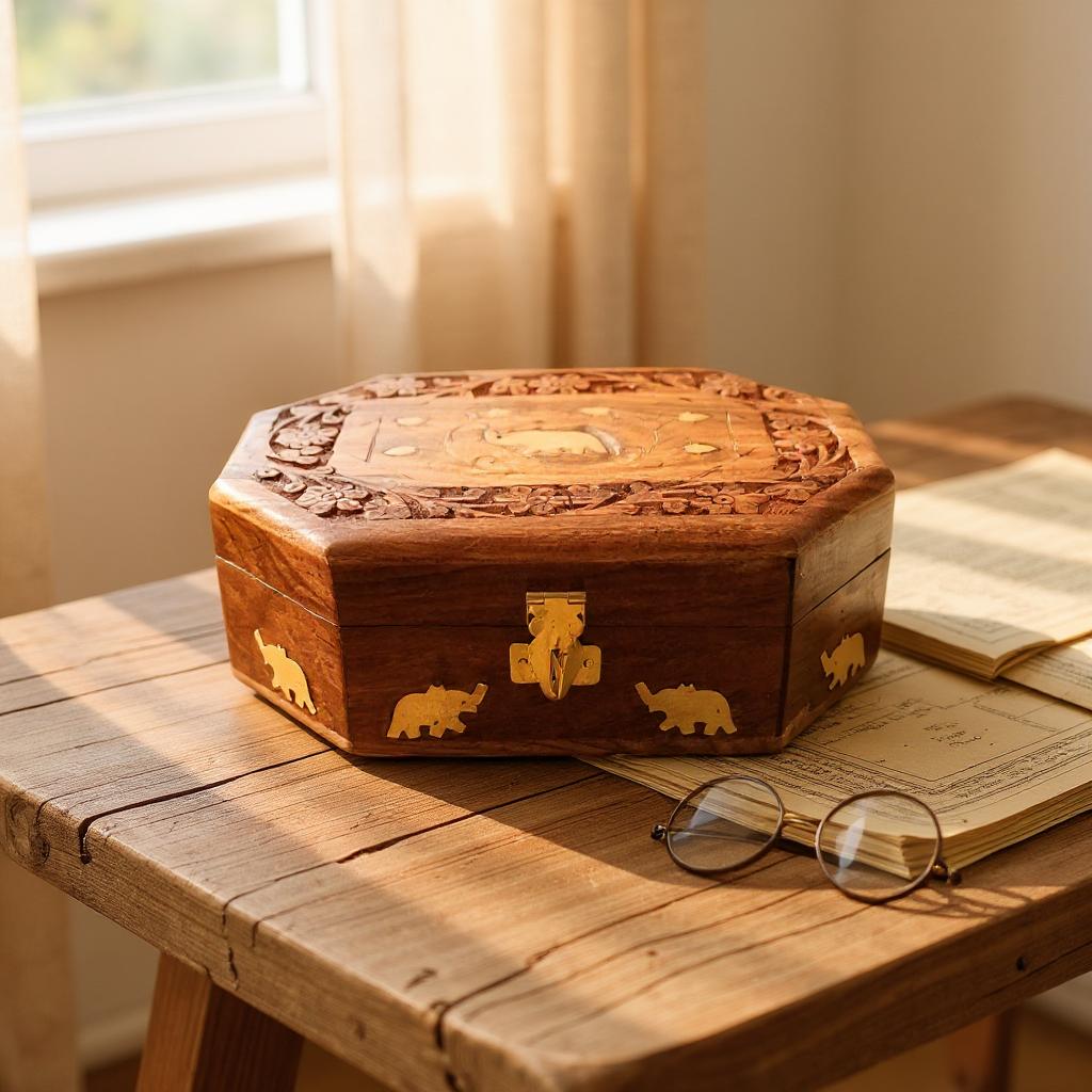 Wooden Jewelry Box | Jewelry Box Antique with Lock | Organizer for Ring, Necklace & Earrings - For Home Decor , Wedding & Anniversary Gift - 7 Inch - Apkamart