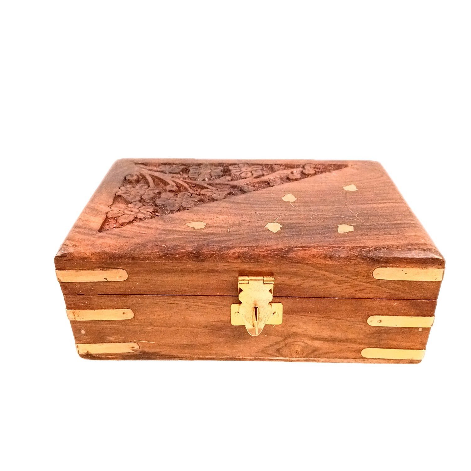 Jewellery Box | Multi-Purpose Storage Box | Wooden Jewelry Box with Lock - For Dressing Table, Home & Table Decor, Organization & Gifts - 6 Inch - Apkamart