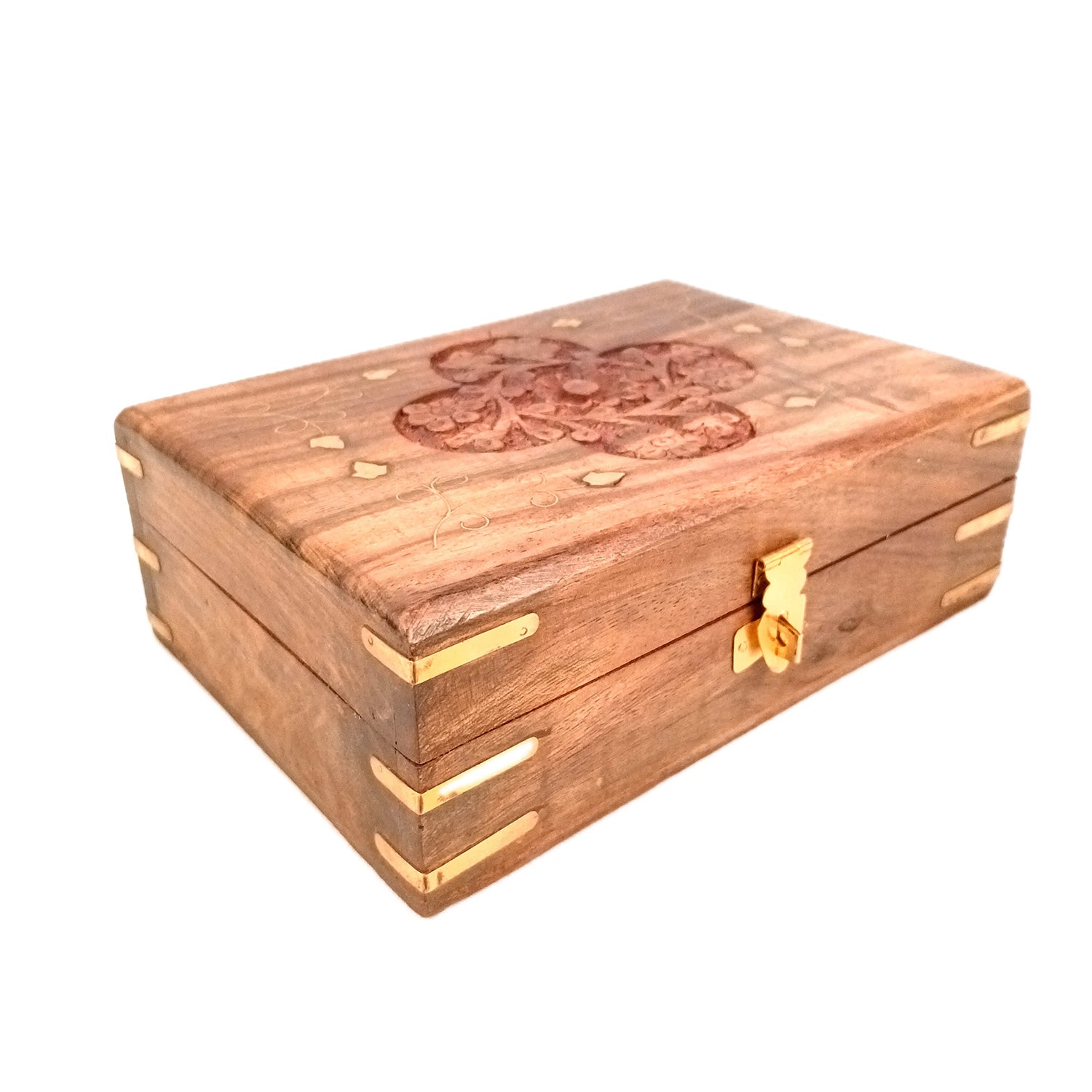 Jewellery Box | Multi-Purpose Storage Box | Wooden Jewelry Box with Lock - For Dressing Table, Home & Table Decor, Organization & Gifts - 7 Inch - Apkamart