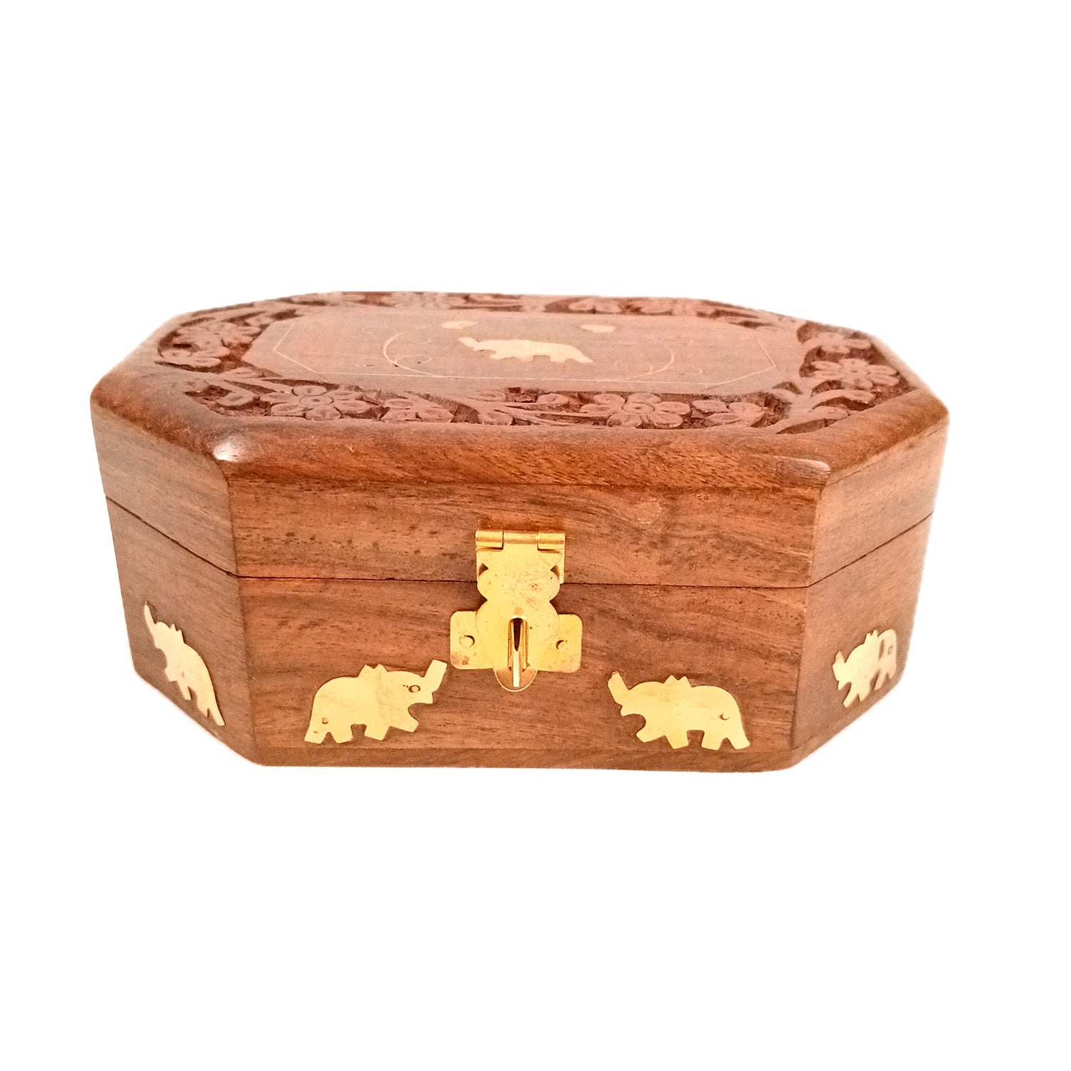 Wooden Jewelry Box | Jewelry Box Antique with Lock | Organizer for Ring, Necklace & Earrings - For Home Decor , Wedding & Anniversary Gift - 6 Inch - Apkamart