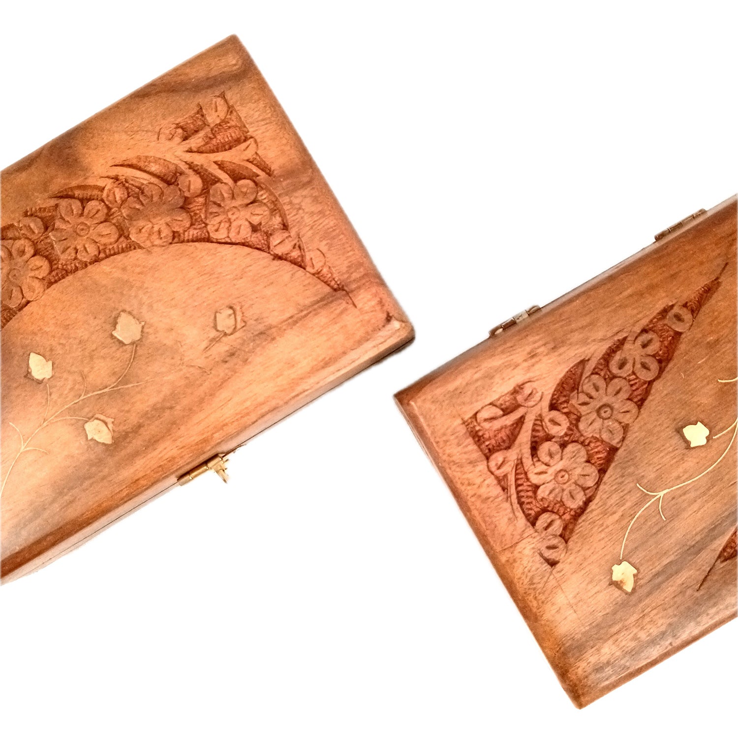 Jewelry Box Antique | Multi-Purpose Wooden Organizer | Decorative Jewelry Box with Lock - For Home Decor, Earring, Necklace & Gifts - 6 Inch (Pack Of 2) - Apkamart