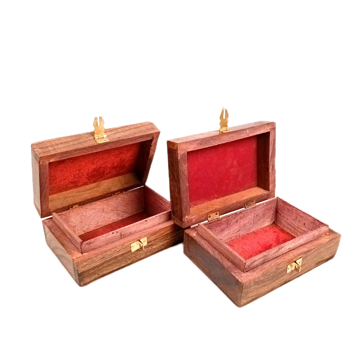 Jewelry Box Antique | Multi-Purpose Wooden Organizer | Decorative Jewelry Box with Lock - For Home Decor, Earring, Necklace & Gifts - 6 Inch (Pack Of 2) - Apkamart