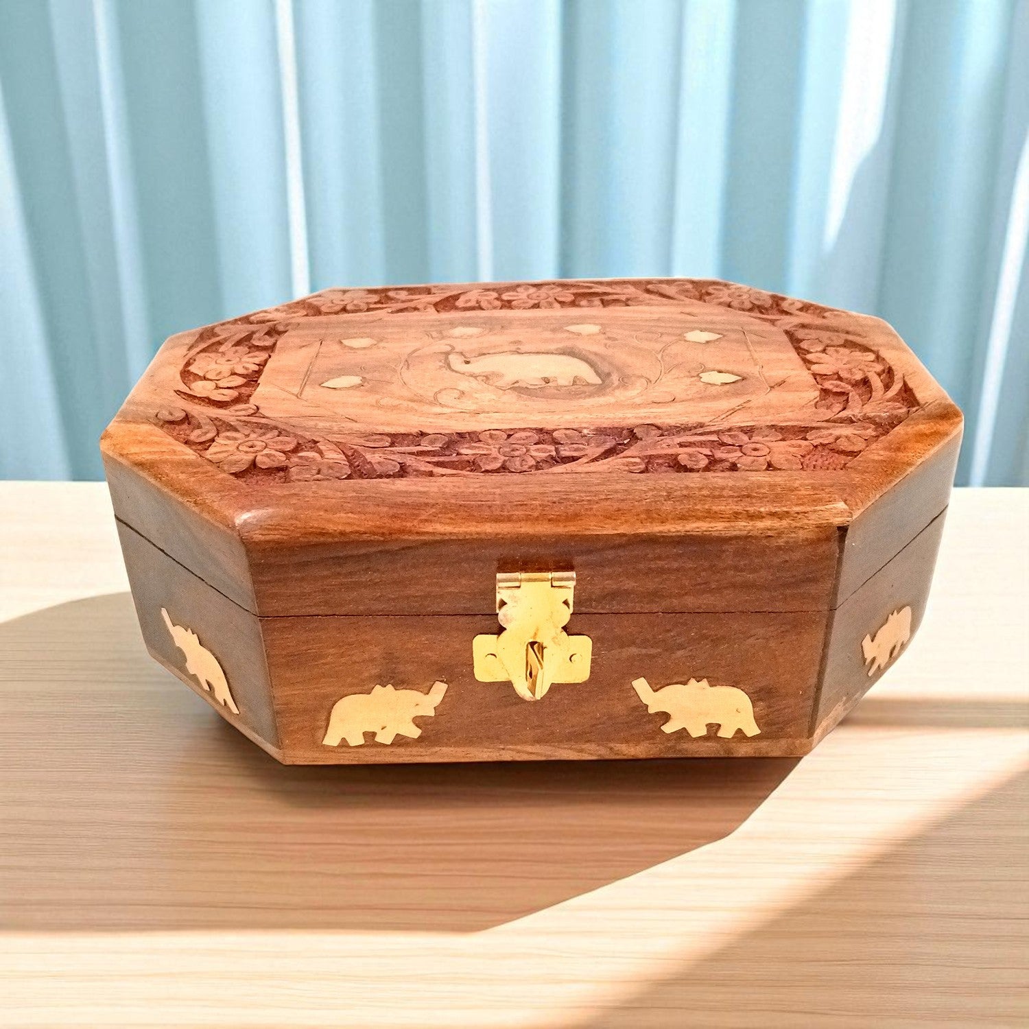 Wooden Jewelry Box | Jewelry Box Antique with Lock | Organizer for Ring, Necklace & Earrings - For Home Decor , Wedding & Anniversary Gift - 7 Inch - Apkamart