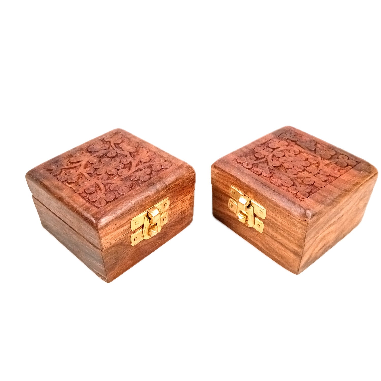 Jewellery Box | Antique Wooden Jewelry Box with Lock | Organizer for earrings, Rings, Necklace - For Dressing Table, Home Decor & Gifts - 3 Inch (pack Of 2) - Apkamart