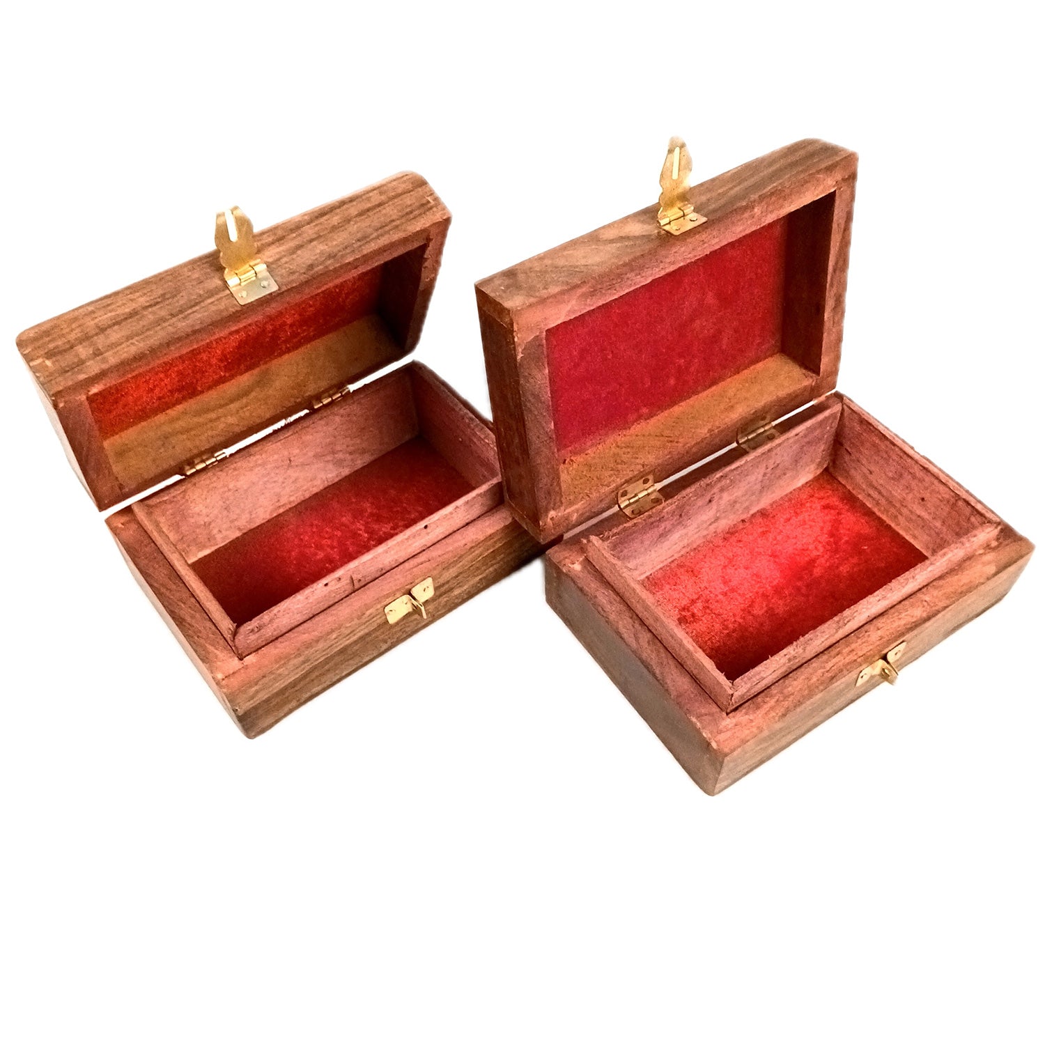 Jewelry Box Antique | Multi-Purpose Wooden Organizer | Decorative Jewelry Box with Lock - For Home Decor, Earring, Necklace & Gifts - 6 Inch (Pack Of 2) - Apkamart