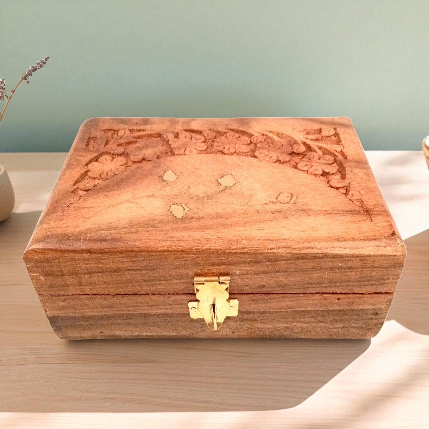Jewelry Box Antique | Multi-Purpose Wooden Organizer | Decorative Jewelry Box with Lock - For Home Decor, Earring, Necklace & Gifts - 6 Inch - Apkamart