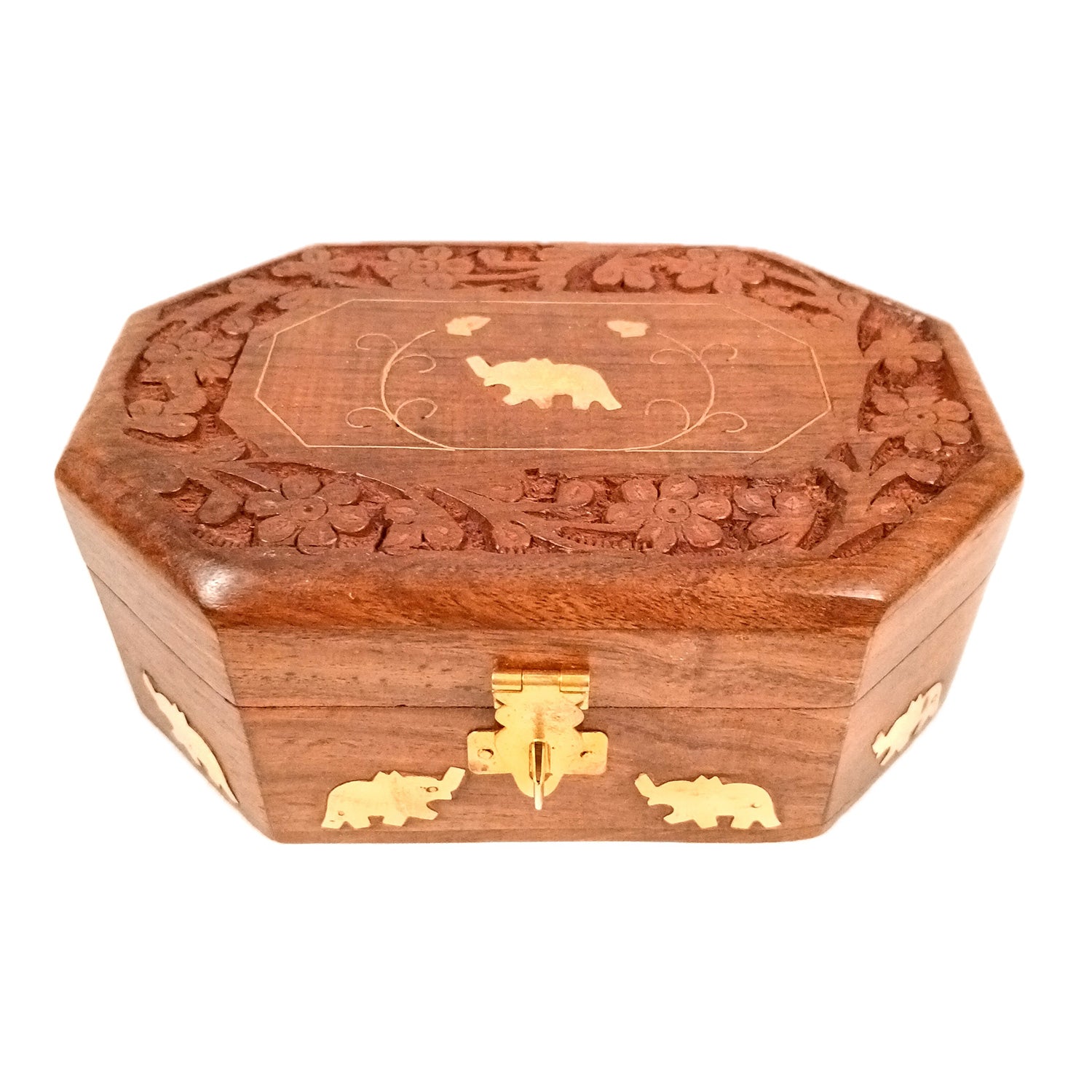 Wooden Jewelry Box | Jewelry Box Antique with Lock | Organizer for Ring, Necklace & Earrings - For Home Decor , Wedding & Anniversary Gift - 6 Inch - Apkamart
