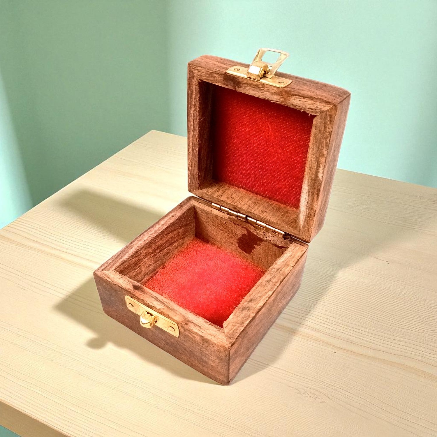 Jewellery Box | Antique Wooden Jewelry Box with Lock | Organizer for earrings, Rings, Necklace - For Dressing Table, Home Decor & Gifts - 3 Inch - Apkamart