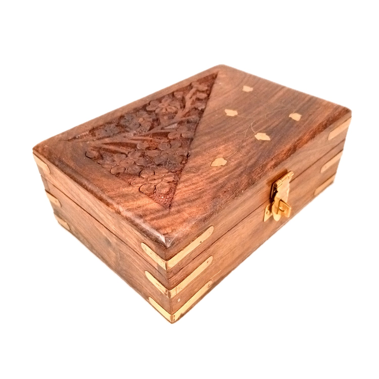Jewellery Box | Multi-Purpose Storage Box | Wooden Jewelry Box with Lock - For Dressing Table, Home & Table Decor, Organization & Gifts - 6 Inch - Apkamart