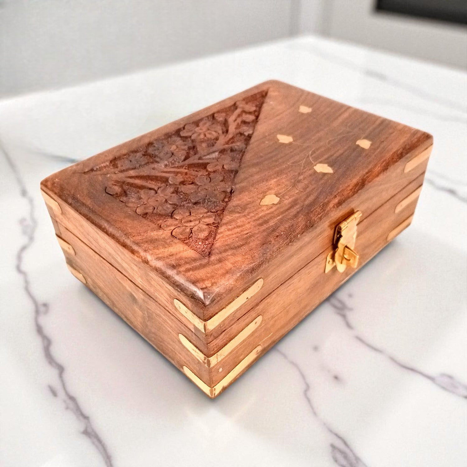 Jewellery Box | Multi-Purpose Storage Box | Wooden Jewelry Box with Lock - For Dressing Table, Home & Table Decor, Organization & Gifts - 6 Inch - Apkamart