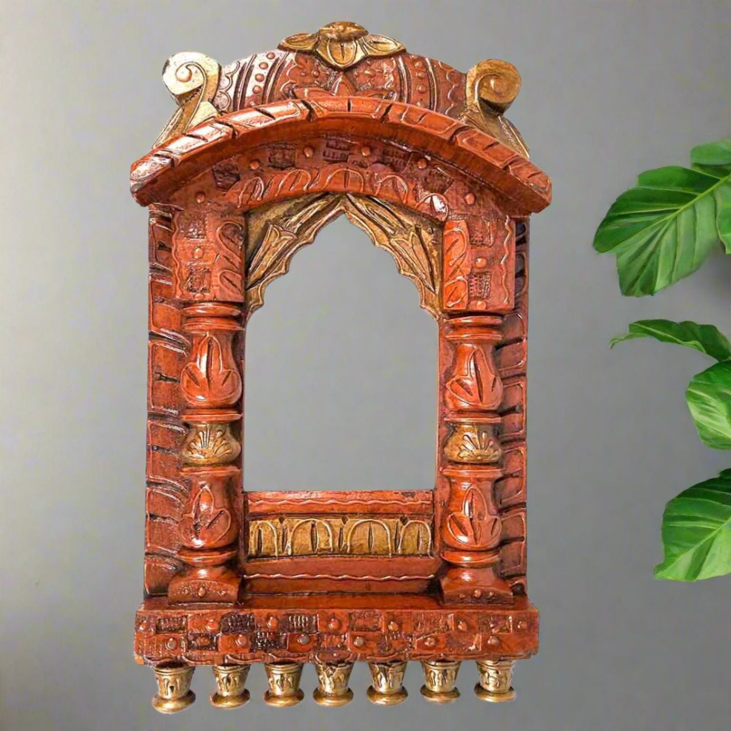 Wooden Jharokha Window Wall Hanging | Rajasthani Decor - 16 Inch - Apkamart