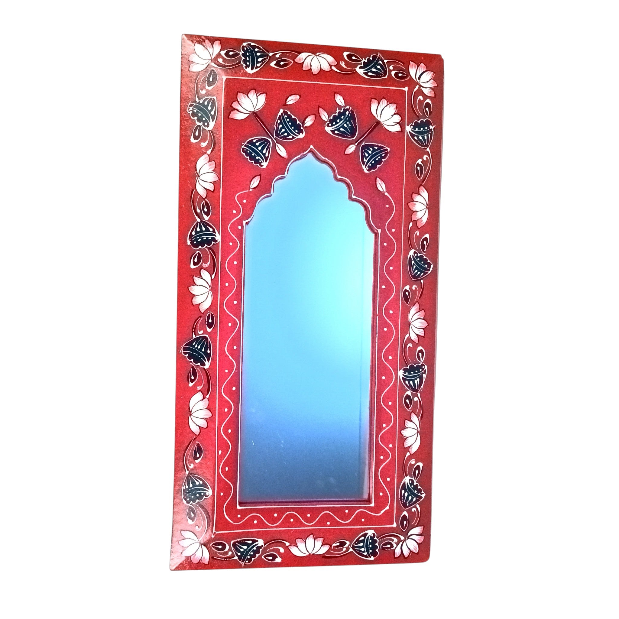 Handcrafted Wooden Mirror Frame | Decorative Wall Hanging | Wooden Wall Decor for Home, Living Room & Bedroom - 18 Inch - Apkamart