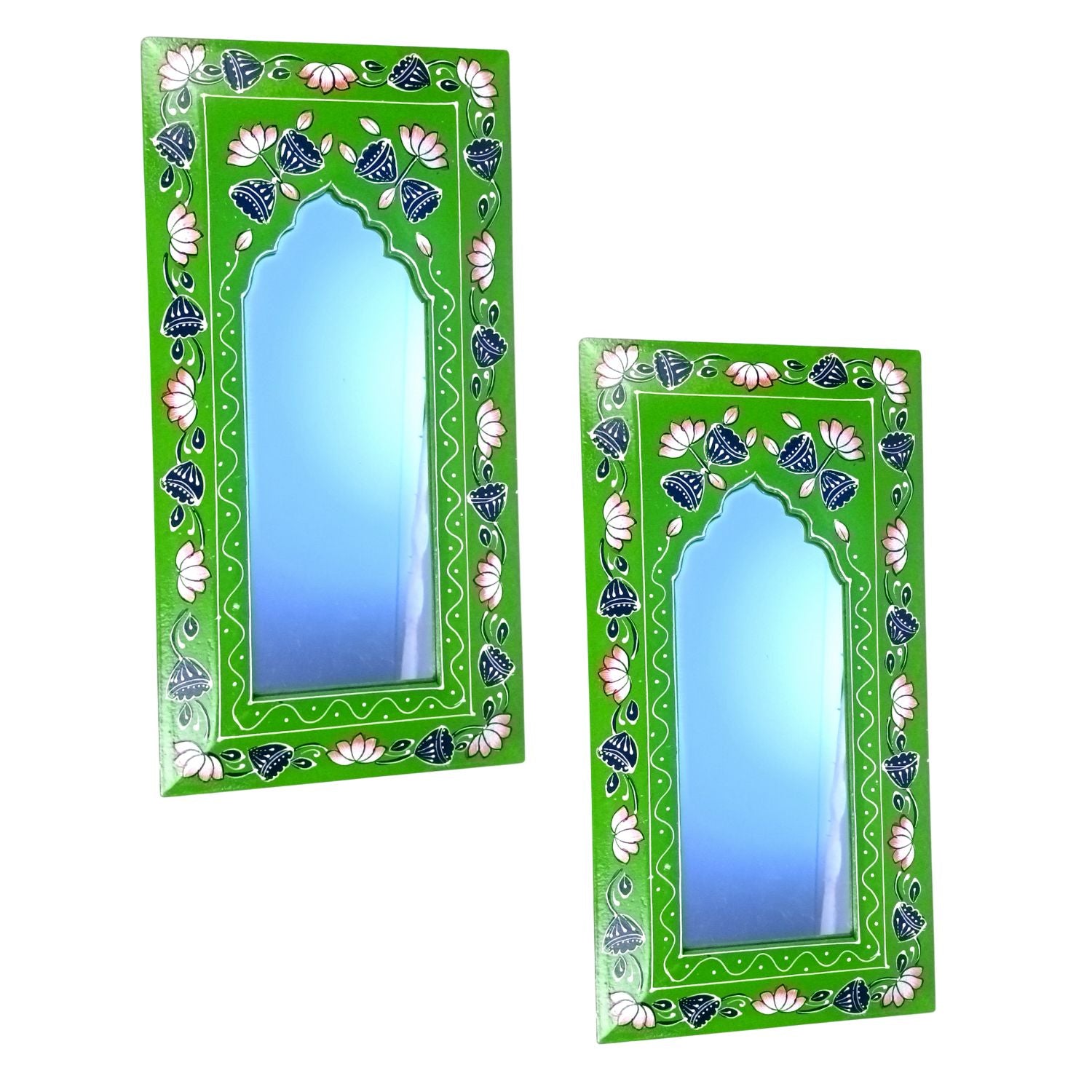 Handcrafted Wooden Mirror Frame | Wall Decor for Home, Living Room| Decorative Wall Hanging Frame for Mirror or Photos | Traditional Home Decor Frame - 18 Inch (Pack Of 2) - Apkamart