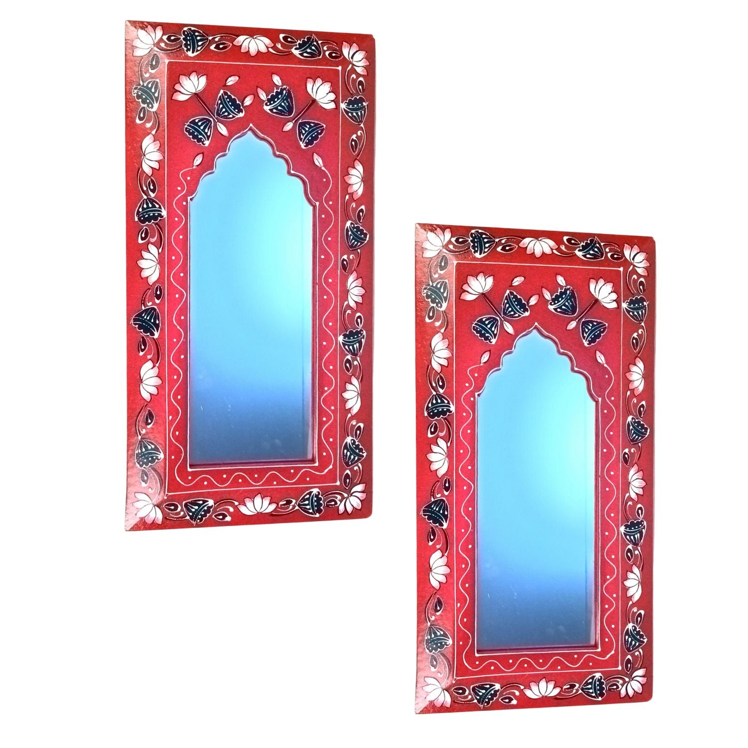 Handcrafted Wooden Mirror Frame | Decorative Wall Hanging | Wooden Wall Decor for Home, Living Room & Bedroom - 18 Inch (Pack Of 2) - Apkamart