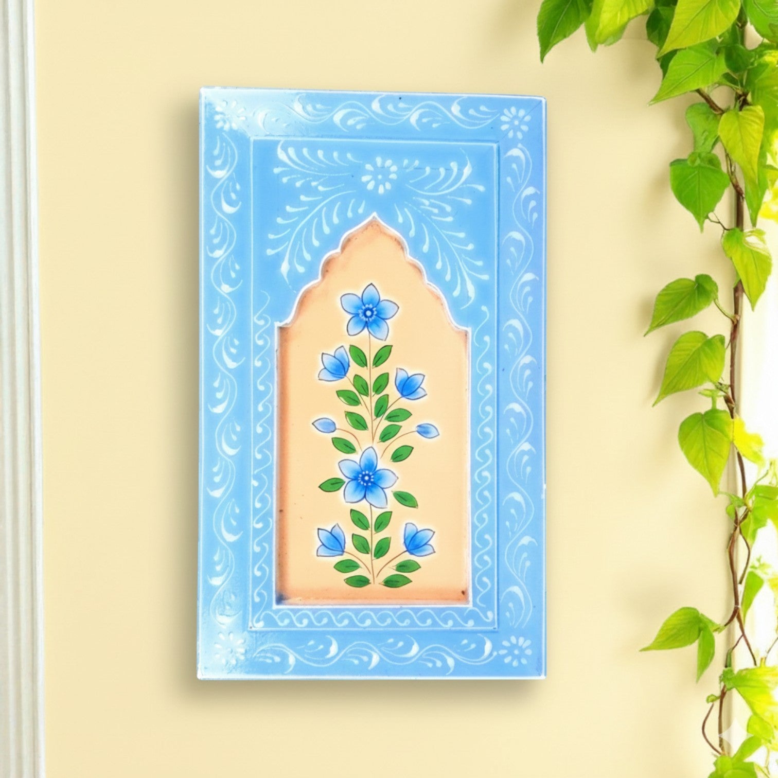 Handcrafted Wooden Frame | Decorative Painting Wall Hanging | Wooden Wall Decor for Home, Living Room| Traditional Handcrafted Home Decoration - 15 Inch (Pack Of 2) - Apkamart