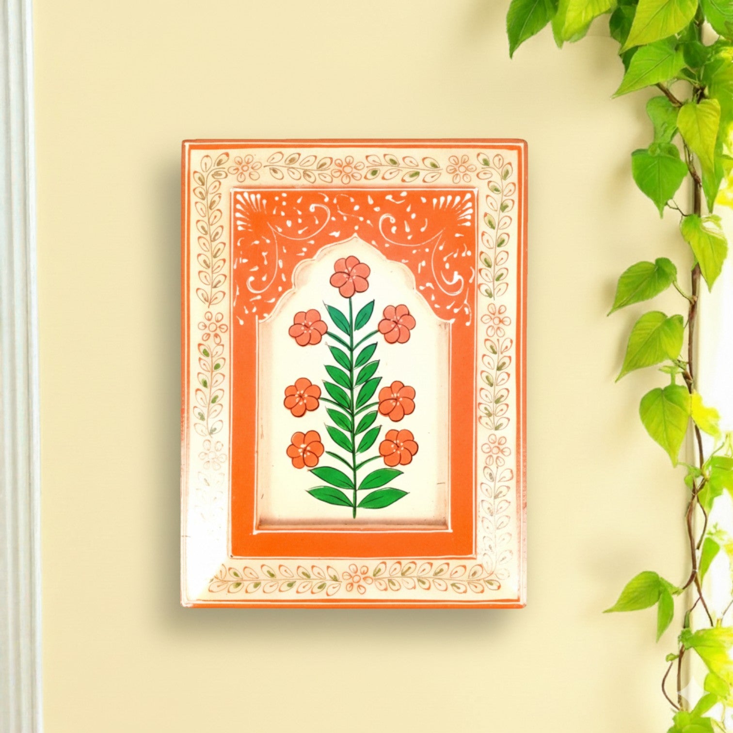 Handcrafted Wooden Painting Frame | Decorative Wall Hanging for Home & Living Room Decor | Wooden Art Frame | Traditional Wall Art - 12 Inch - Apkamart