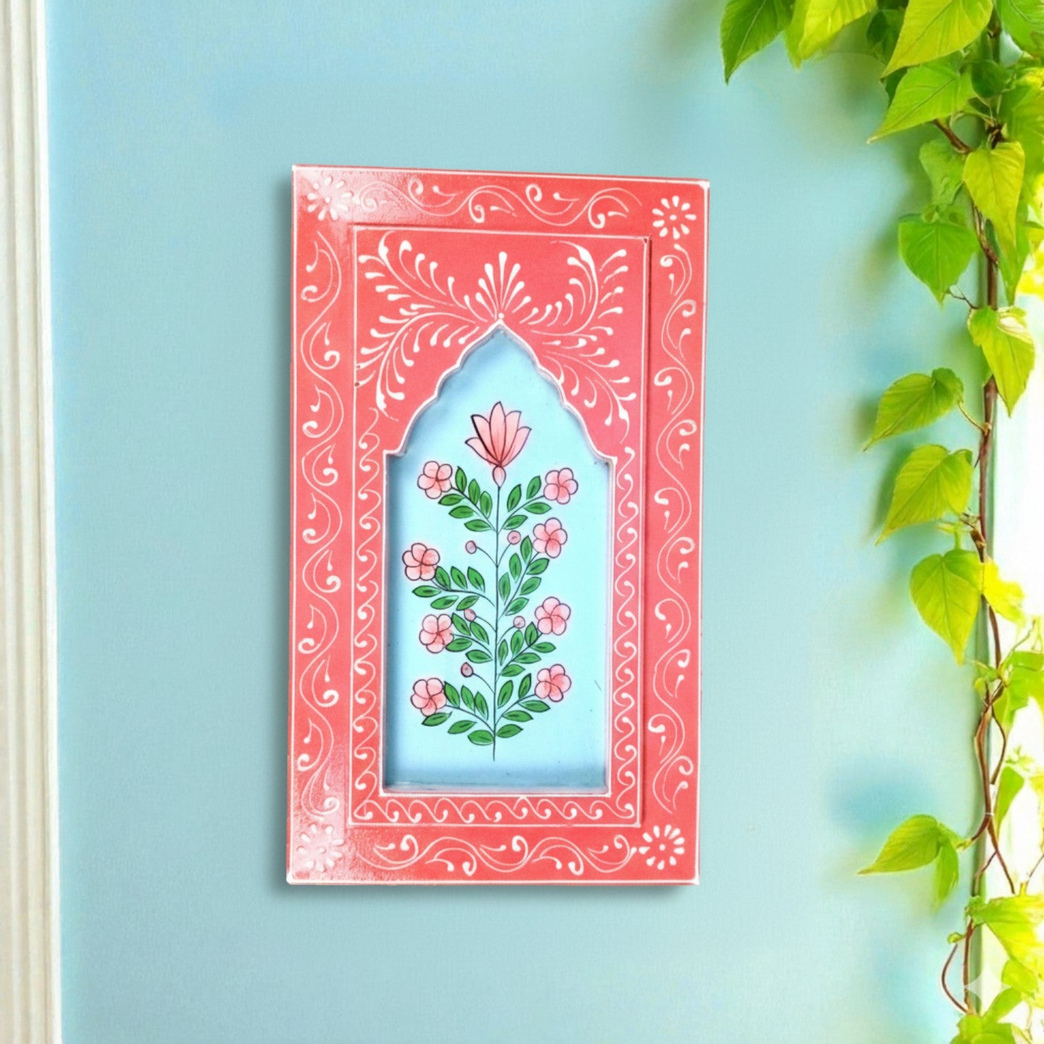 Handcrafted Wooden Painting Frame | Decorative Wall Hanging Photo Frame for Home & Living Room Decor | Wooden Art Frame | Traditional Wall Art - 15 Inch - Apkamart