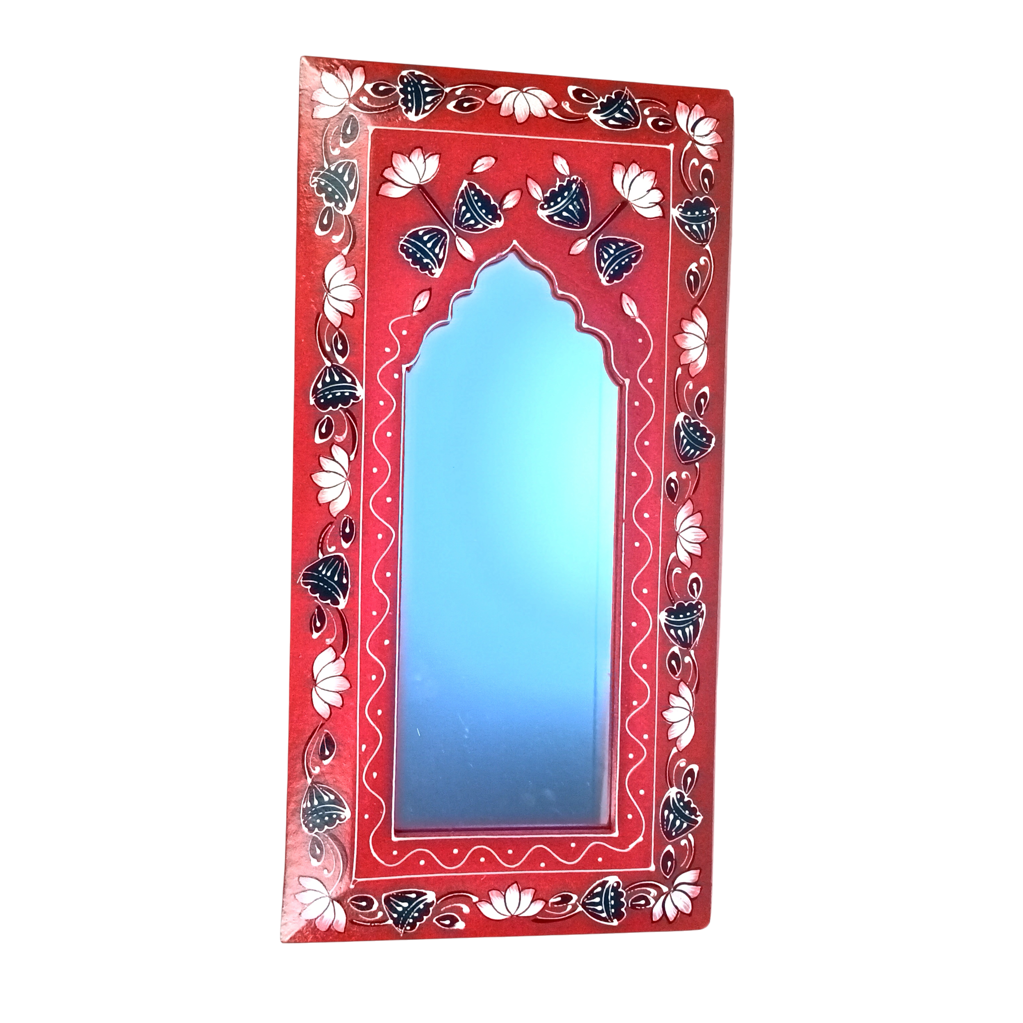 Handcrafted Wooden Mirror Frame | Decorative Wall Hanging | Wooden Wall Decor for Home, Living Room & Bedroom - 18 Inch - Apkamart