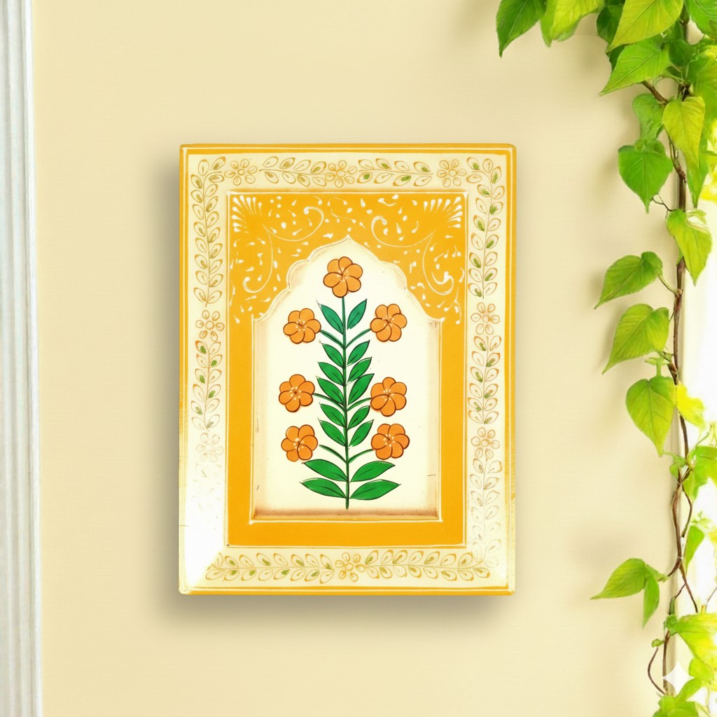 Handcrafted Wooden Painting Frame | Decorative Wall Hanging for Home & Living Room Decor | Wooden Art Frame | Handicraft Wall Art - 12 Inch - Apkamart