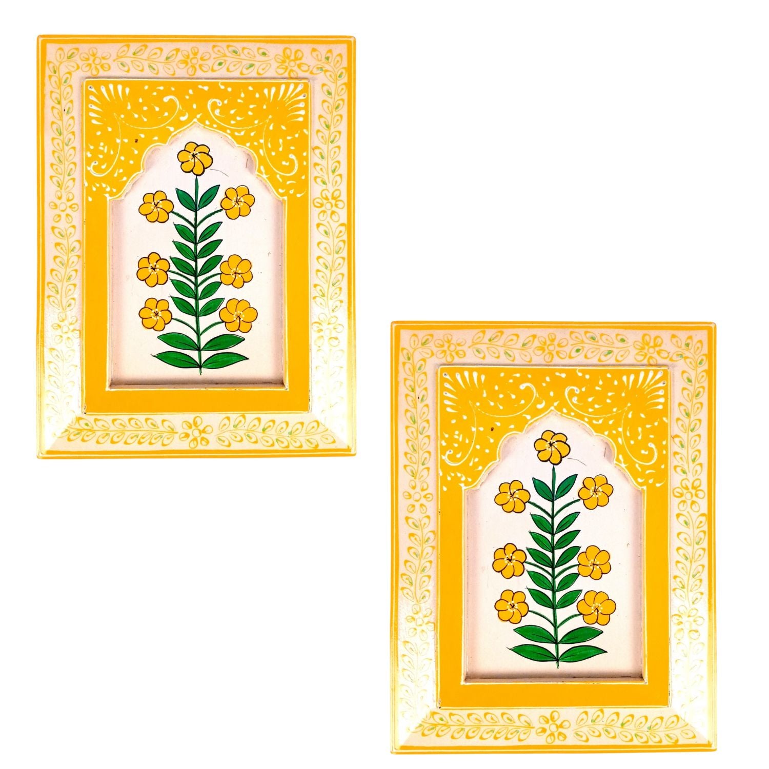 Handcrafted Wooden Painting Frame | Decorative Wall Hanging for Home & Living Room Decor | Wooden Art Frame | Handicraft Wall Art - 12 Inch (Pack Of 2) - Apkamart