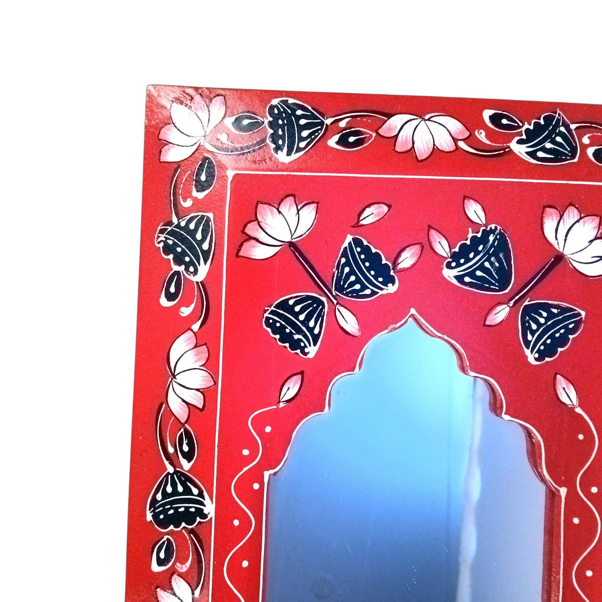 Handcrafted Wooden Mirror Frame | Decorative Wall Hanging | Wooden Wall Decor for Home, Living Room & Bedroom - 18 Inch - Apkamart