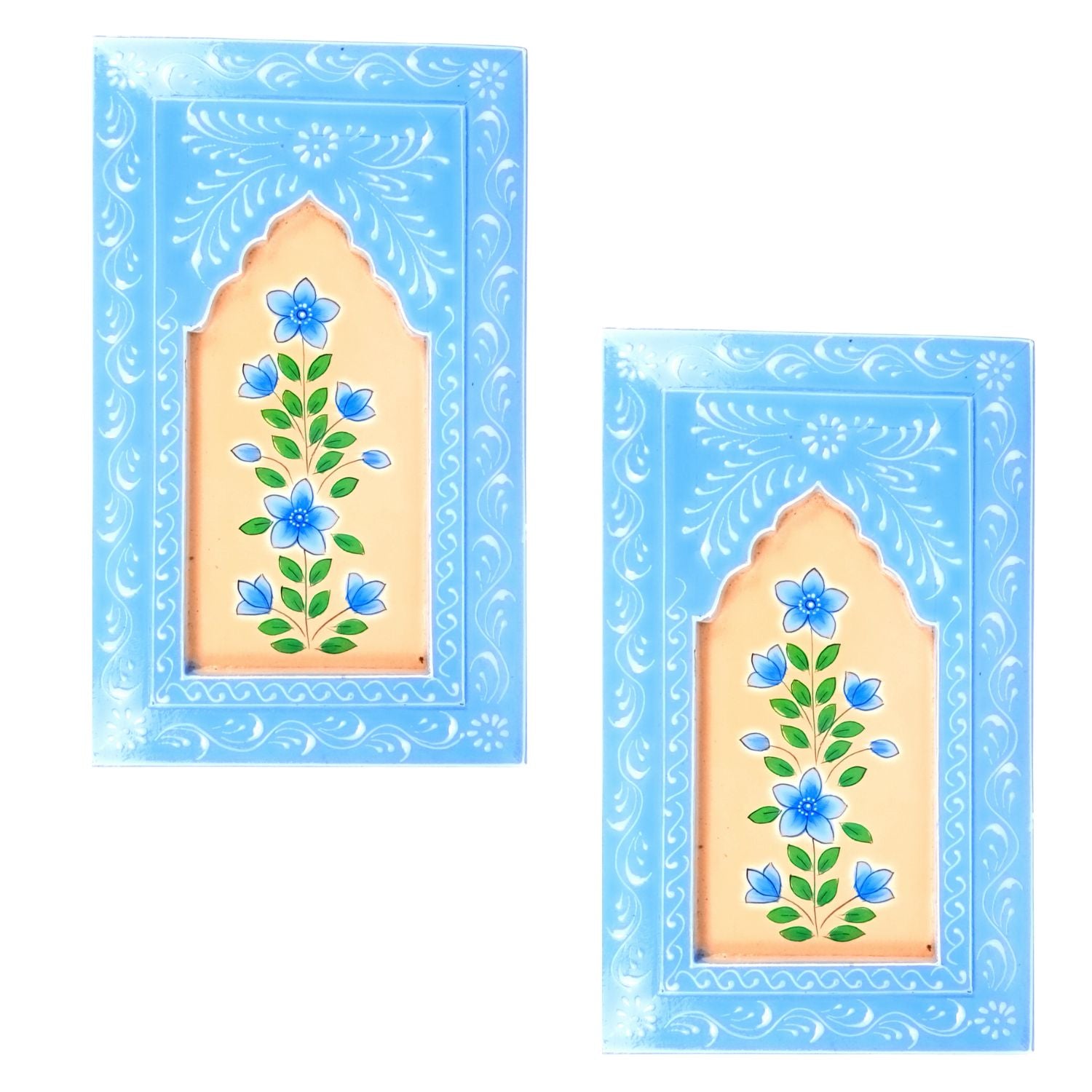 Handcrafted Wooden Frame | Decorative Painting Wall Hanging | Wooden Wall Decor for Home, Living Room| Traditional Handcrafted Home Decoration - 15 Inch (Pack Of 2) - Apkamart